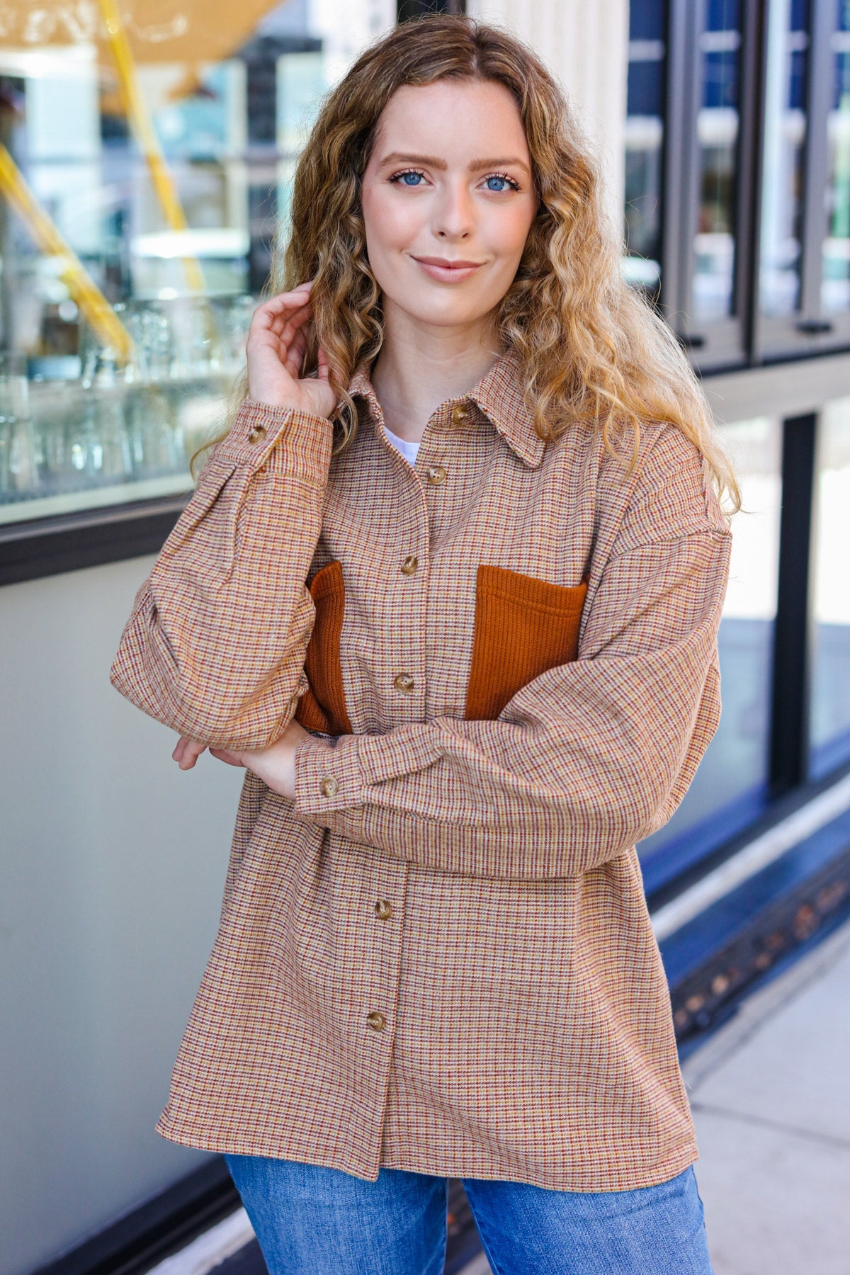 Start You Day Flannel Plaid Shacket • Rust