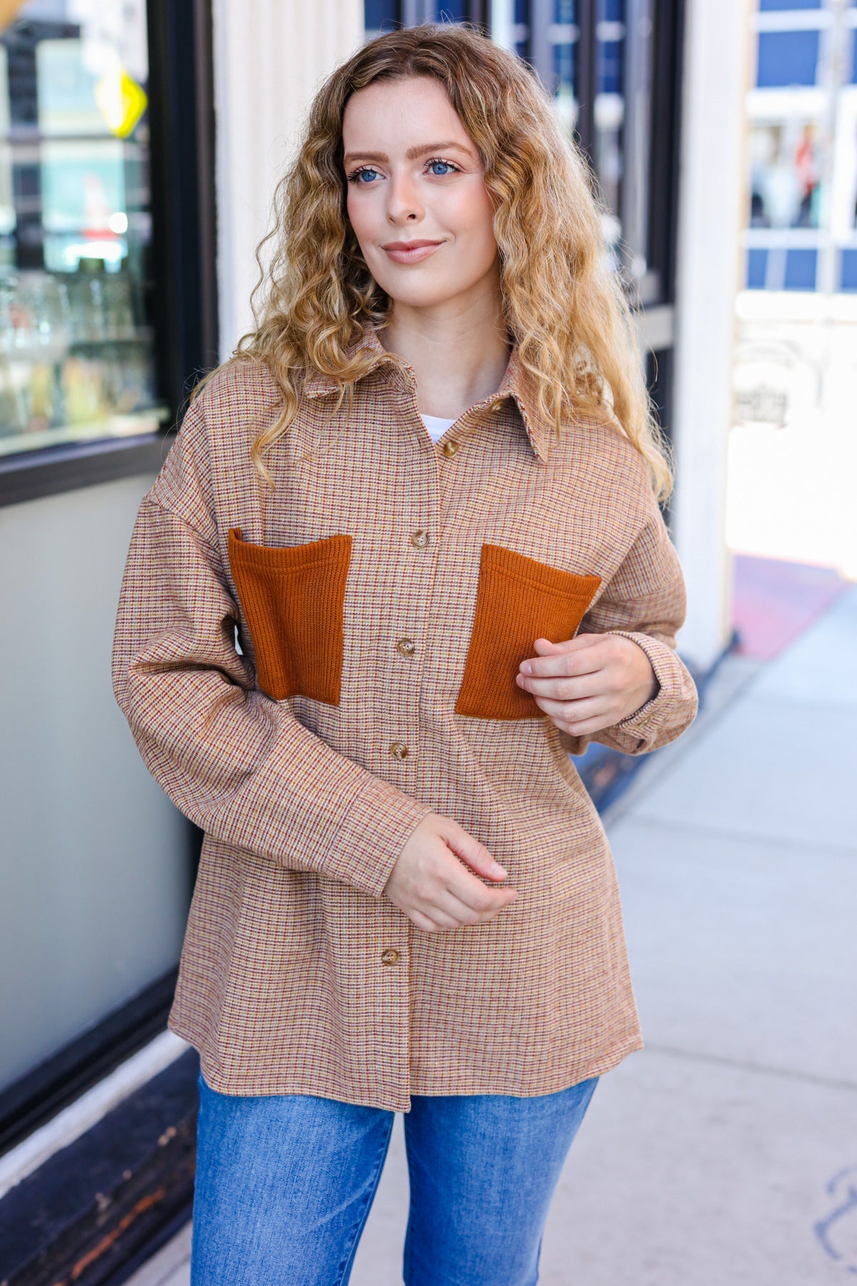 Start You Day Flannel Plaid Shacket • Rust