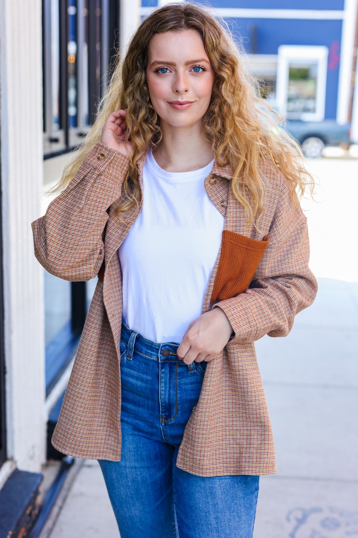 Start You Day Flannel Plaid Shacket • Rust