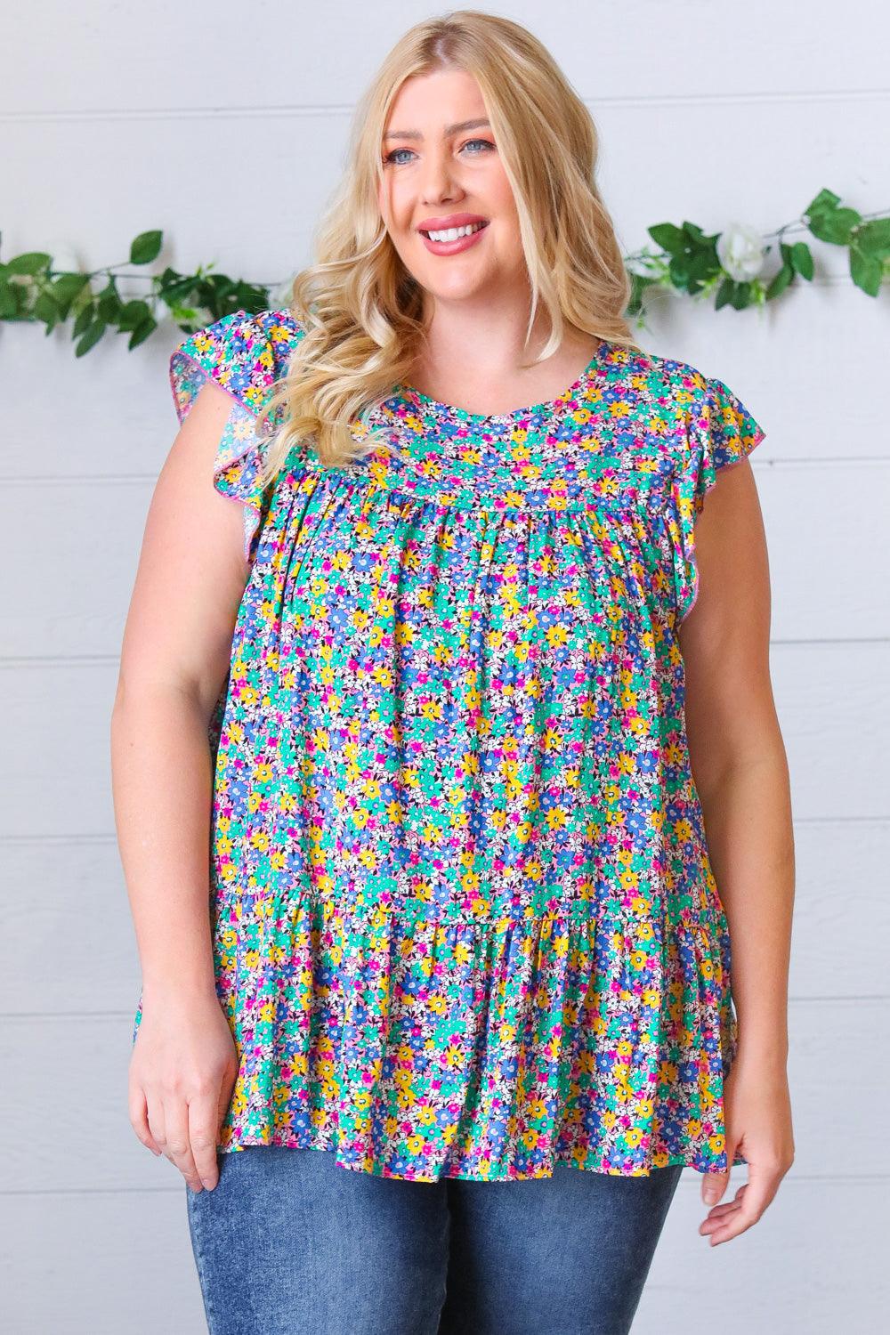 Essentially The Best Floral Print Ruffle Tiered Top