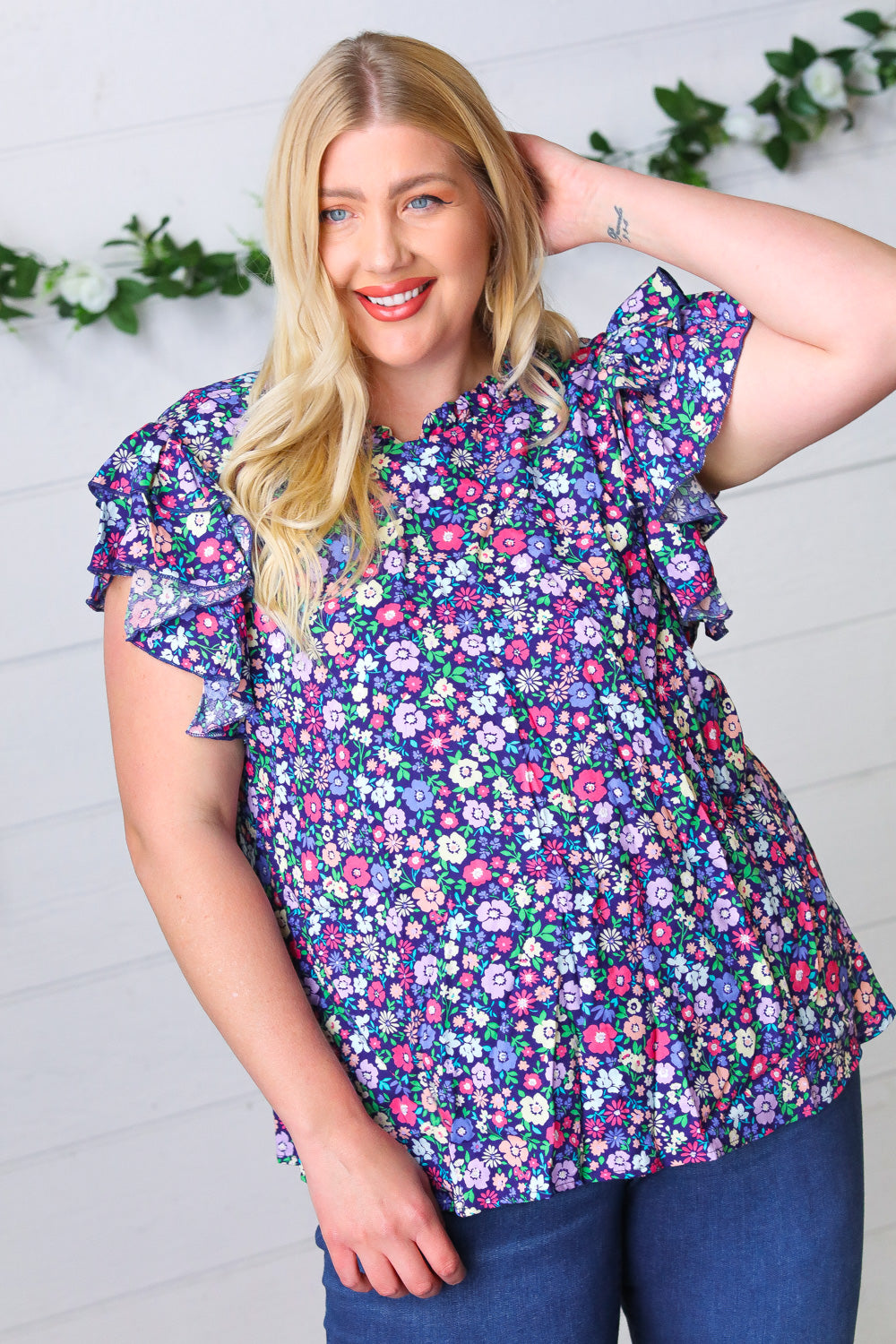 Last Time Flutter Sleeve Top - Atomic Wildflower