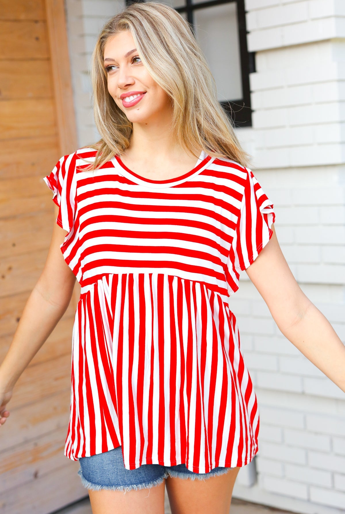 Hadlee Babydoll Flutter Sleeve Top