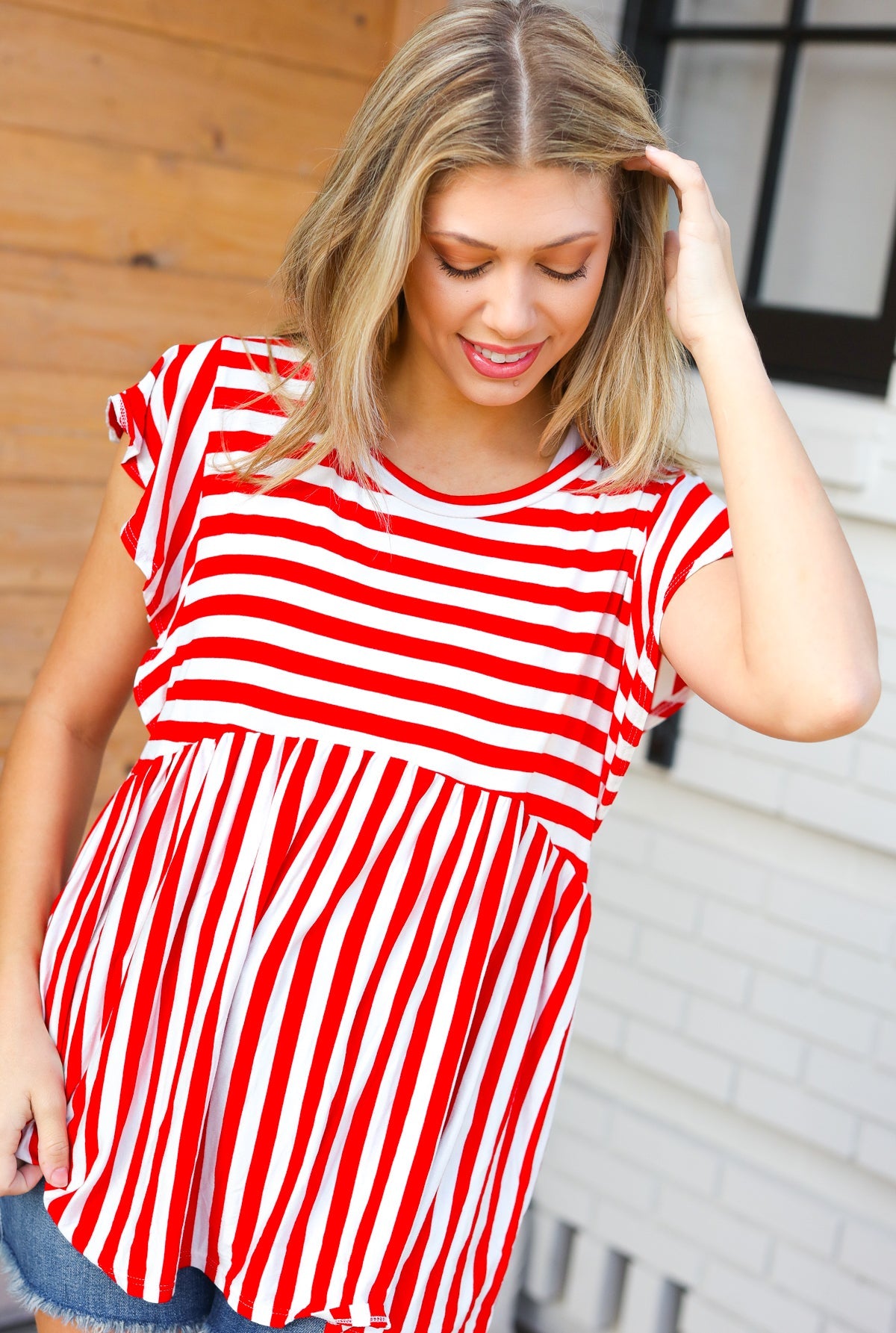 Hadlee Babydoll Flutter Sleeve Top
