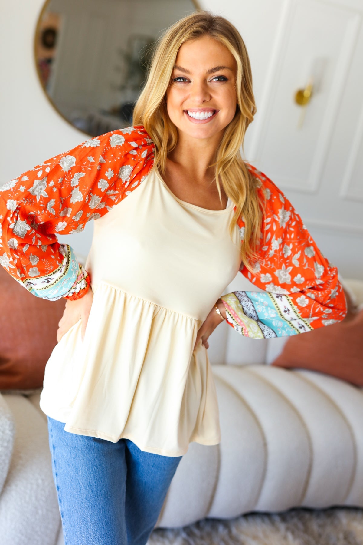 Hello Beautiful Square Neck Paisley Floral Blouse