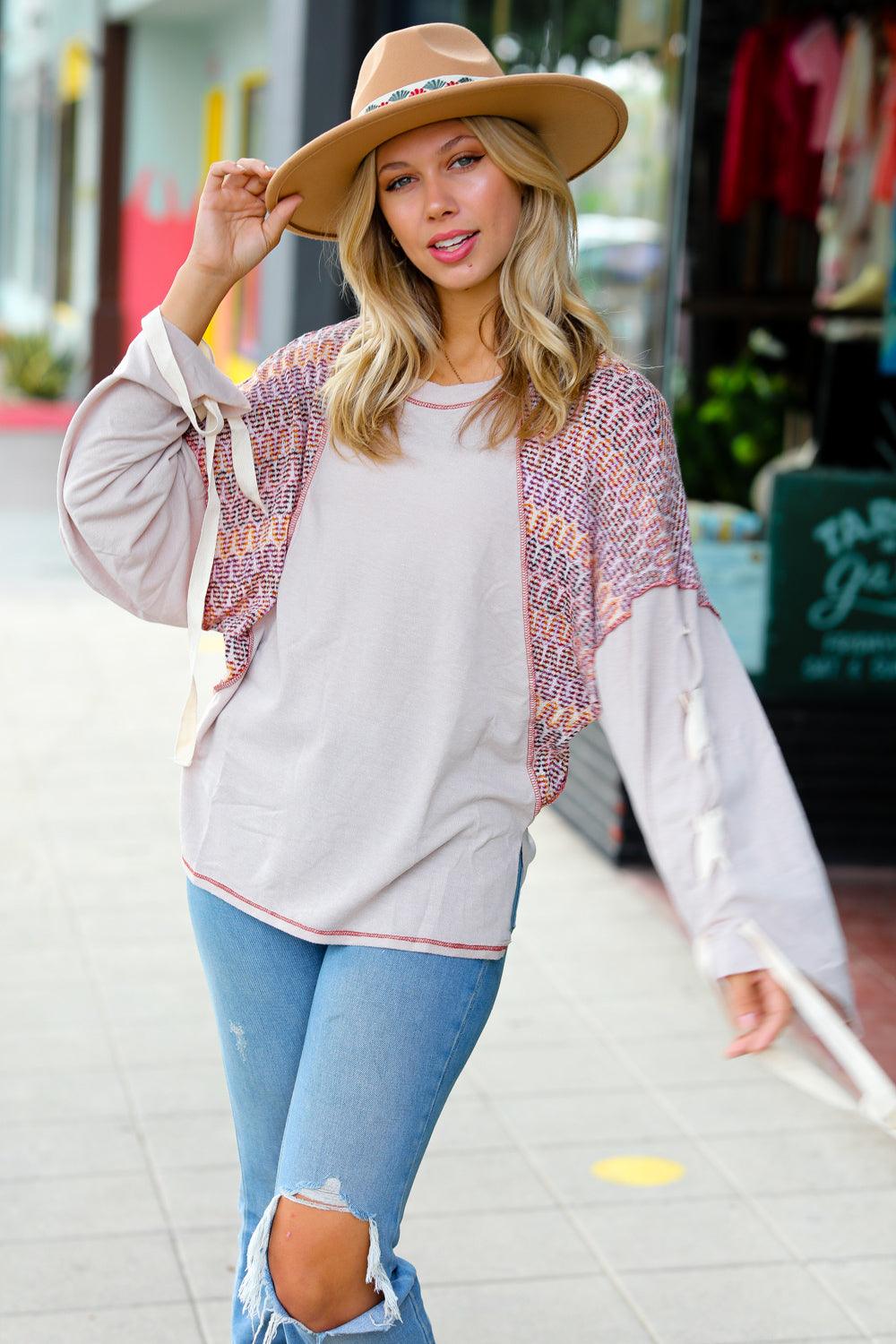 Lifestyle Raglan Lace-Up Bell Sleeve Top