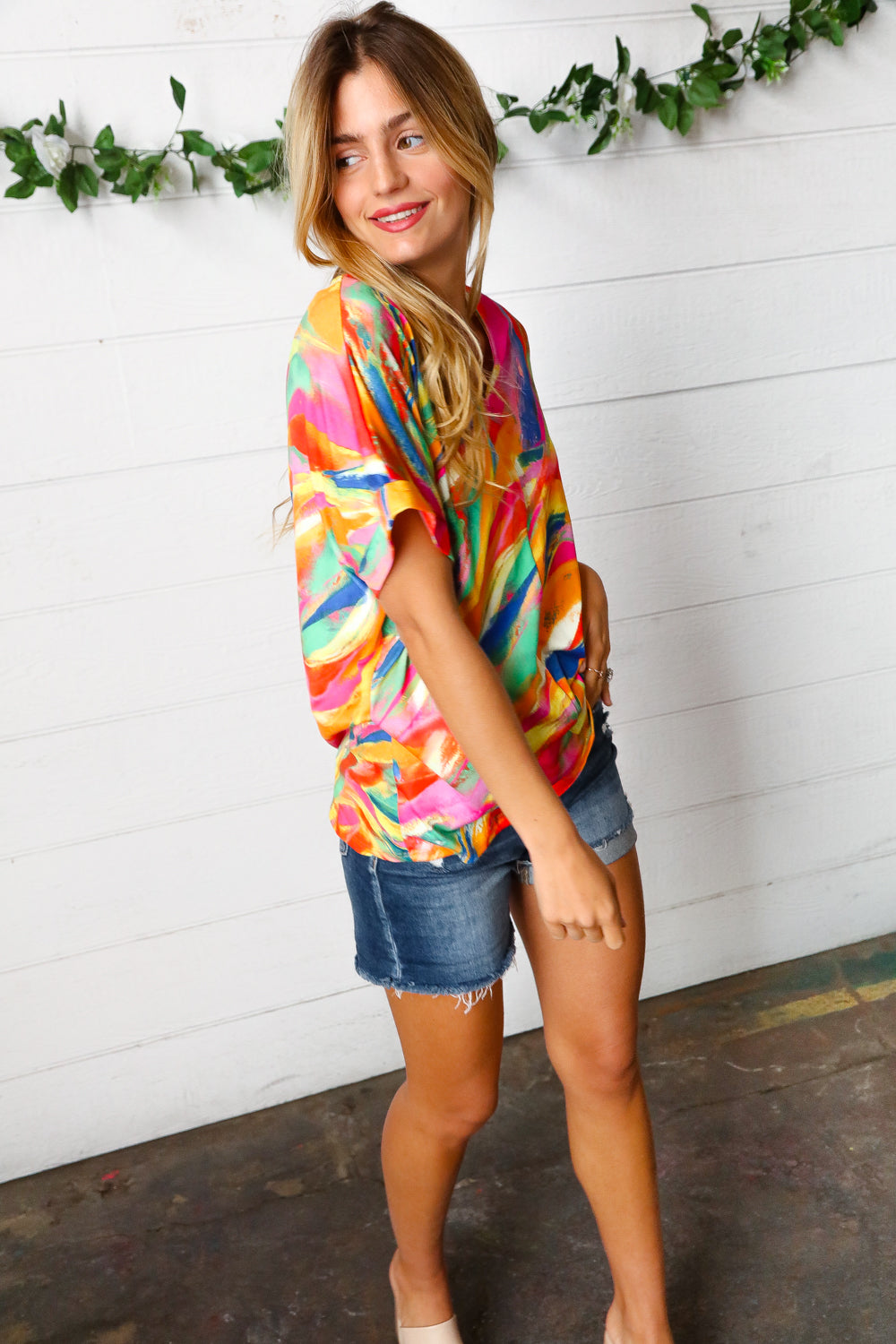 Paint By Numbers V Neck Top