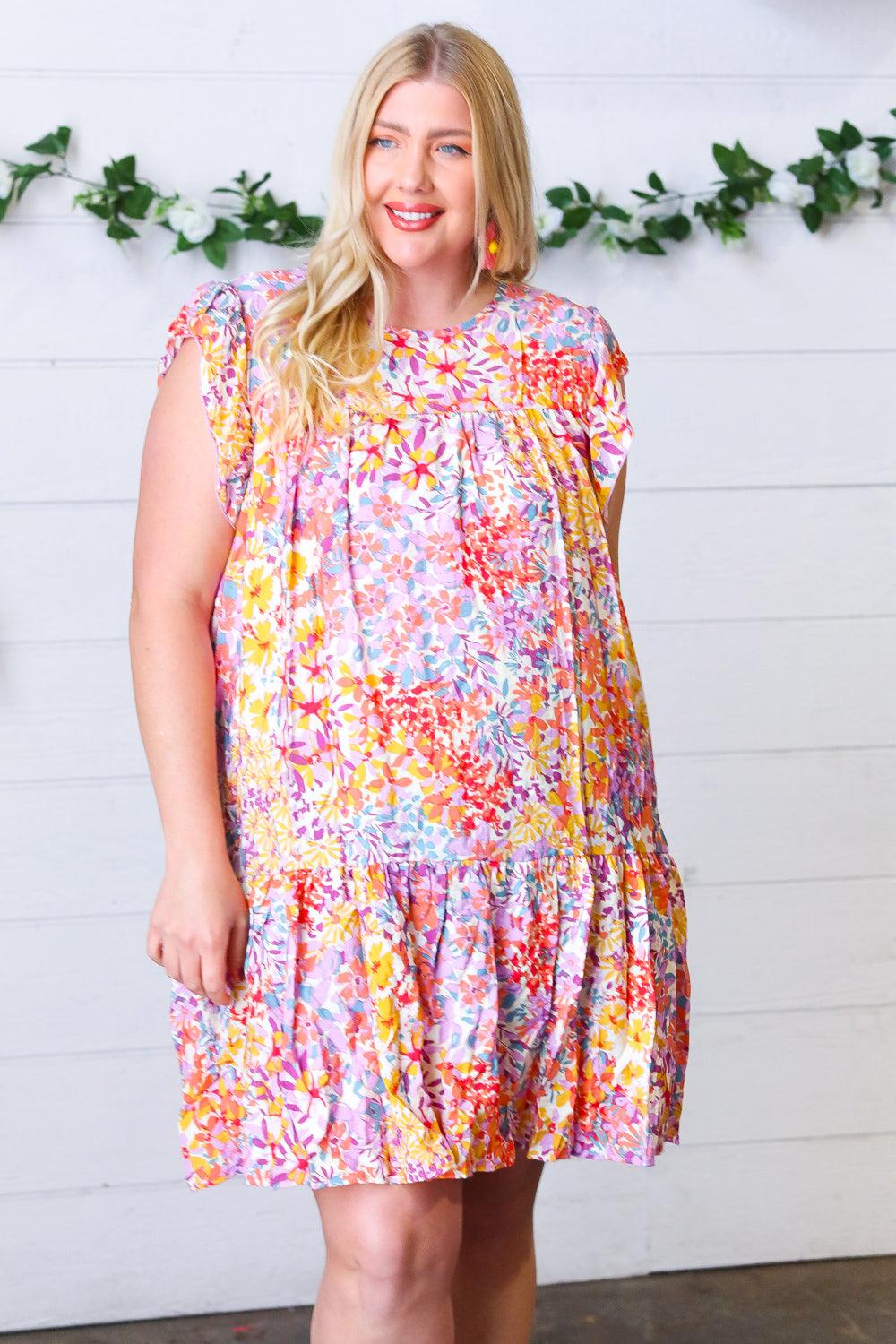 Rambling Roads Floral Poplin Woven Dress - Atomic Wildflower