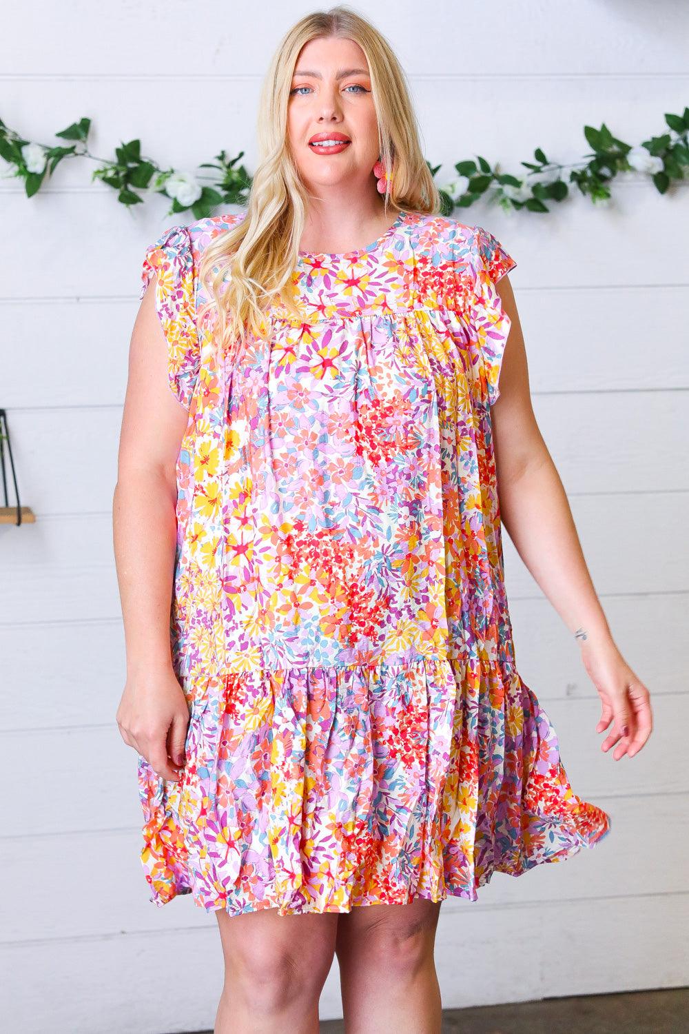 Rambling Roads Floral Poplin Woven Dress - Atomic Wildflower
