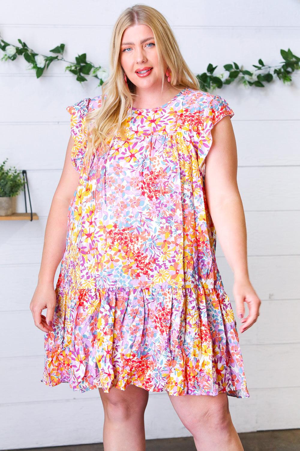 Rambling Roads Floral Poplin Woven Dress - Atomic Wildflower