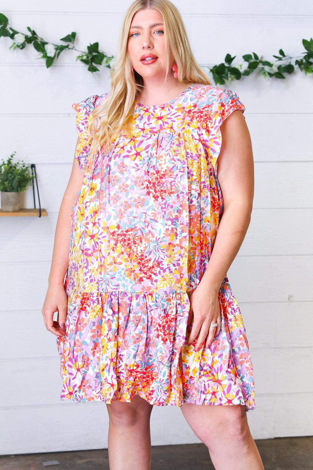 Rambling Roads Floral Poplin Woven Dress - Atomic Wildflower