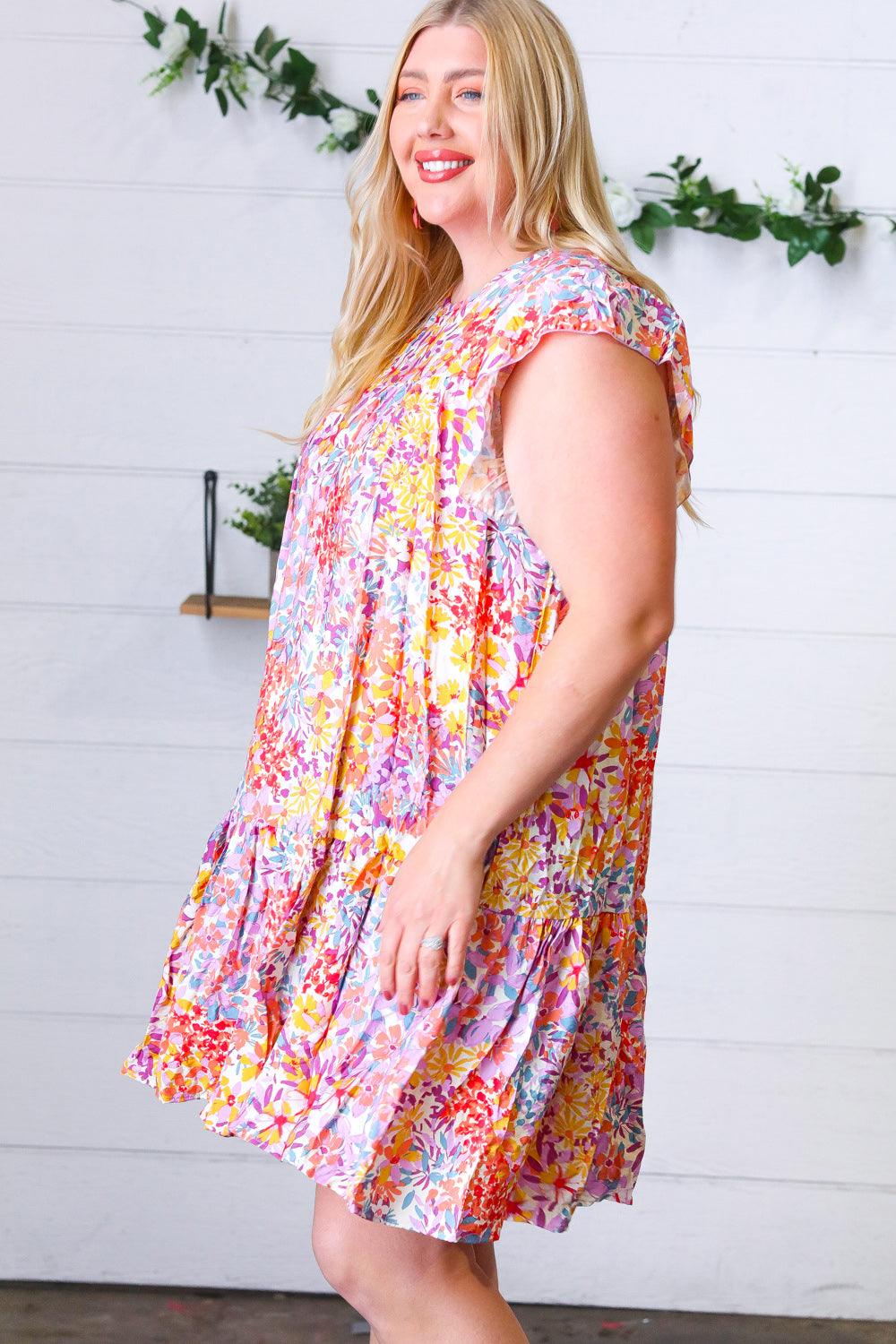 Rambling Roads Floral Poplin Woven Dress - Atomic Wildflower