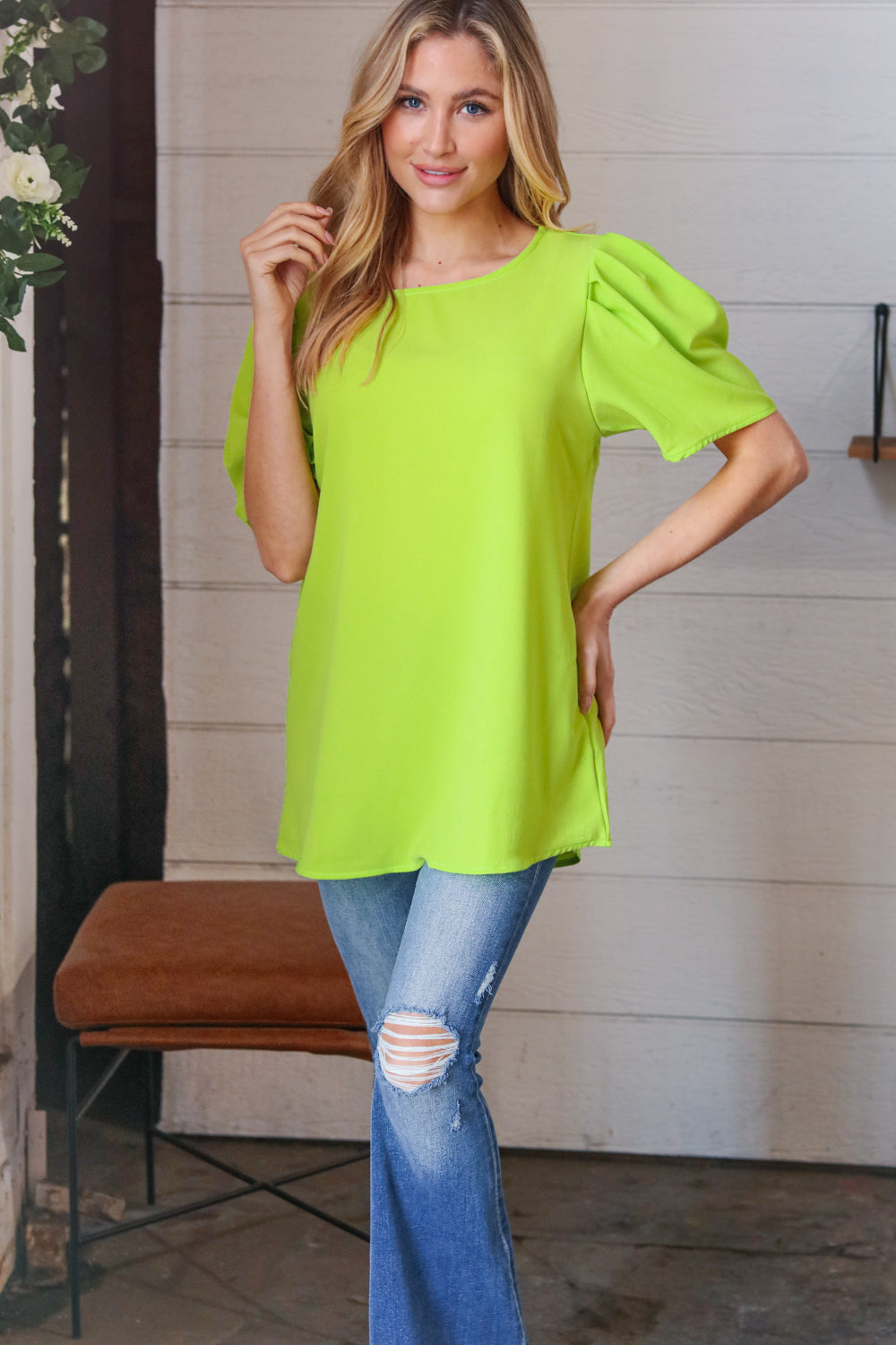 Mile A Minute Puff Sleeve Top - Atomic Wildflower