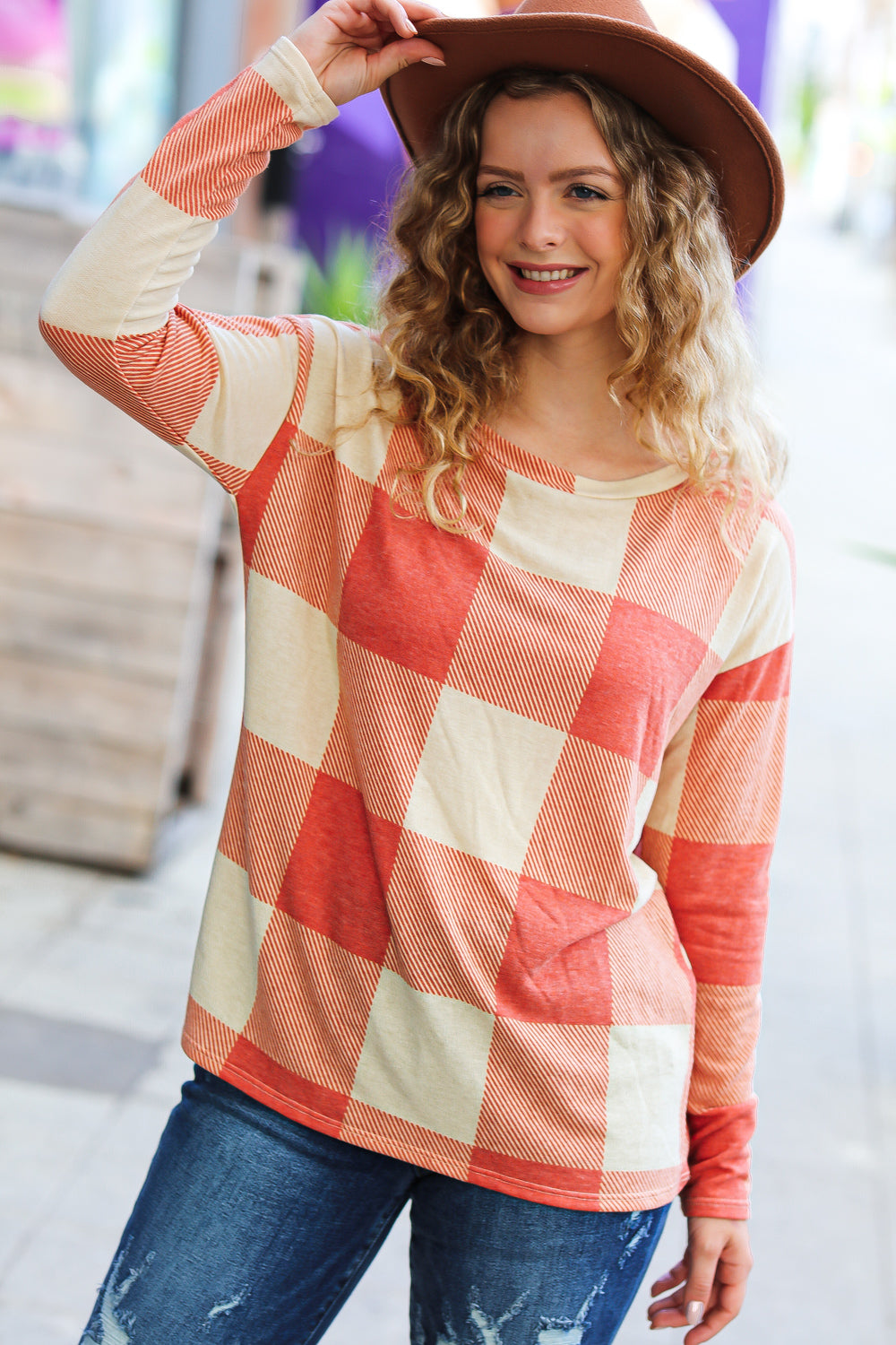 Playing Checkers Plaid French Terry Top
