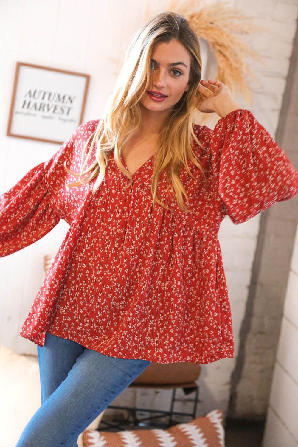 Falling In Love Floral Babydoll Top
