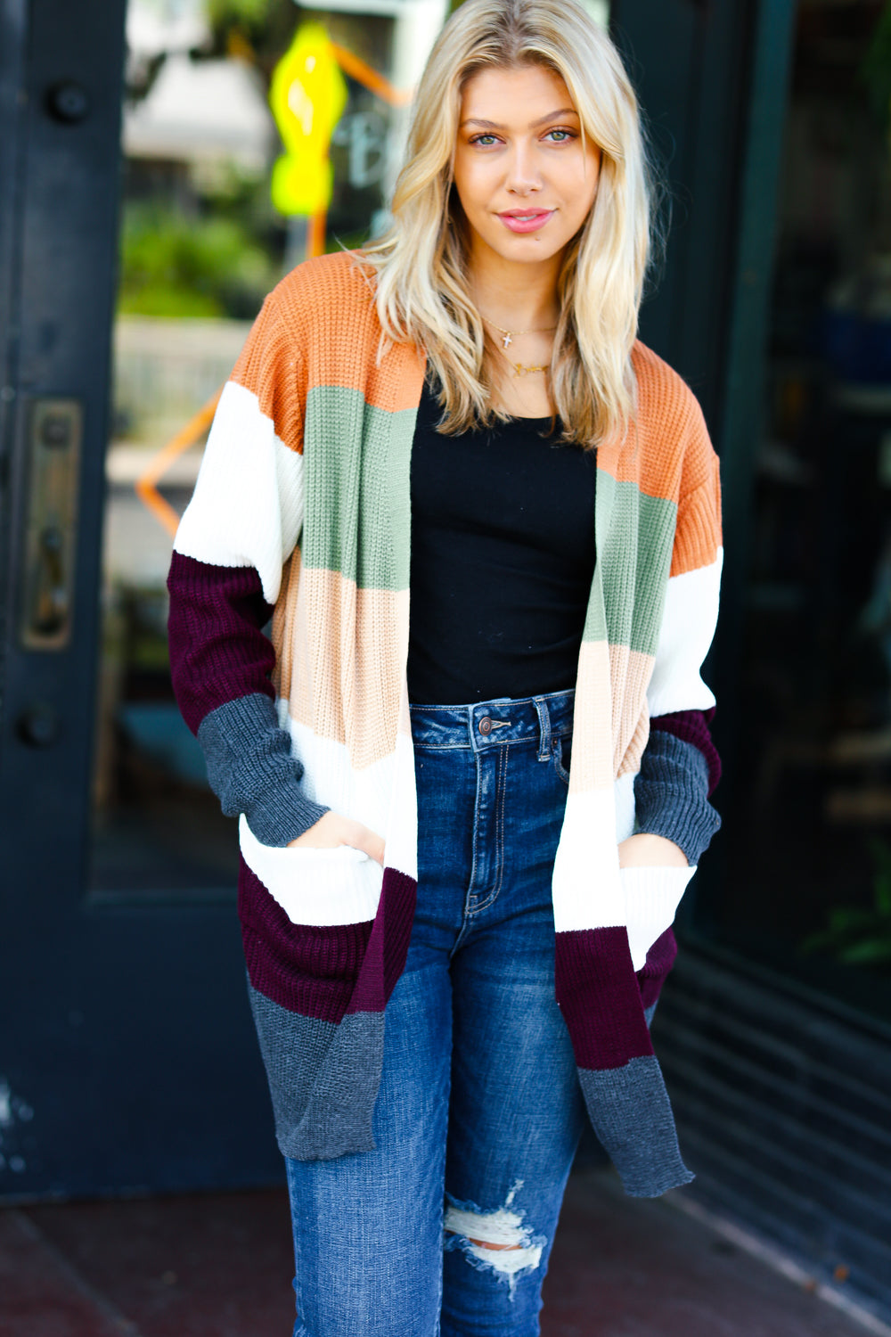 Perfectly You Color Block Cardigan