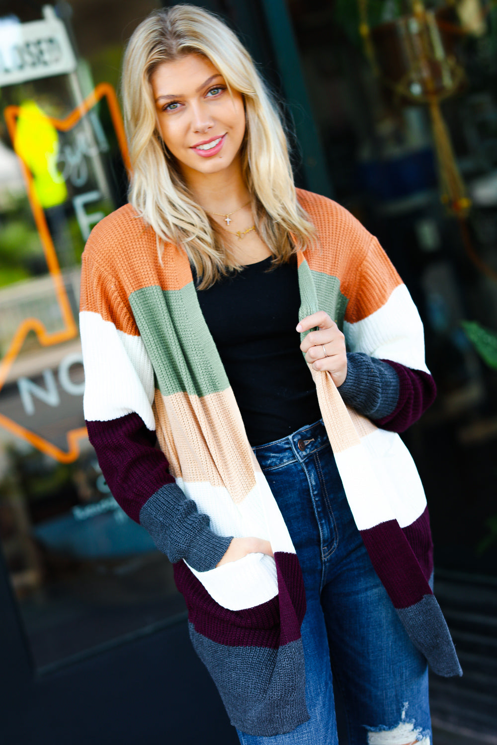 Perfectly You Color Block Cardigan