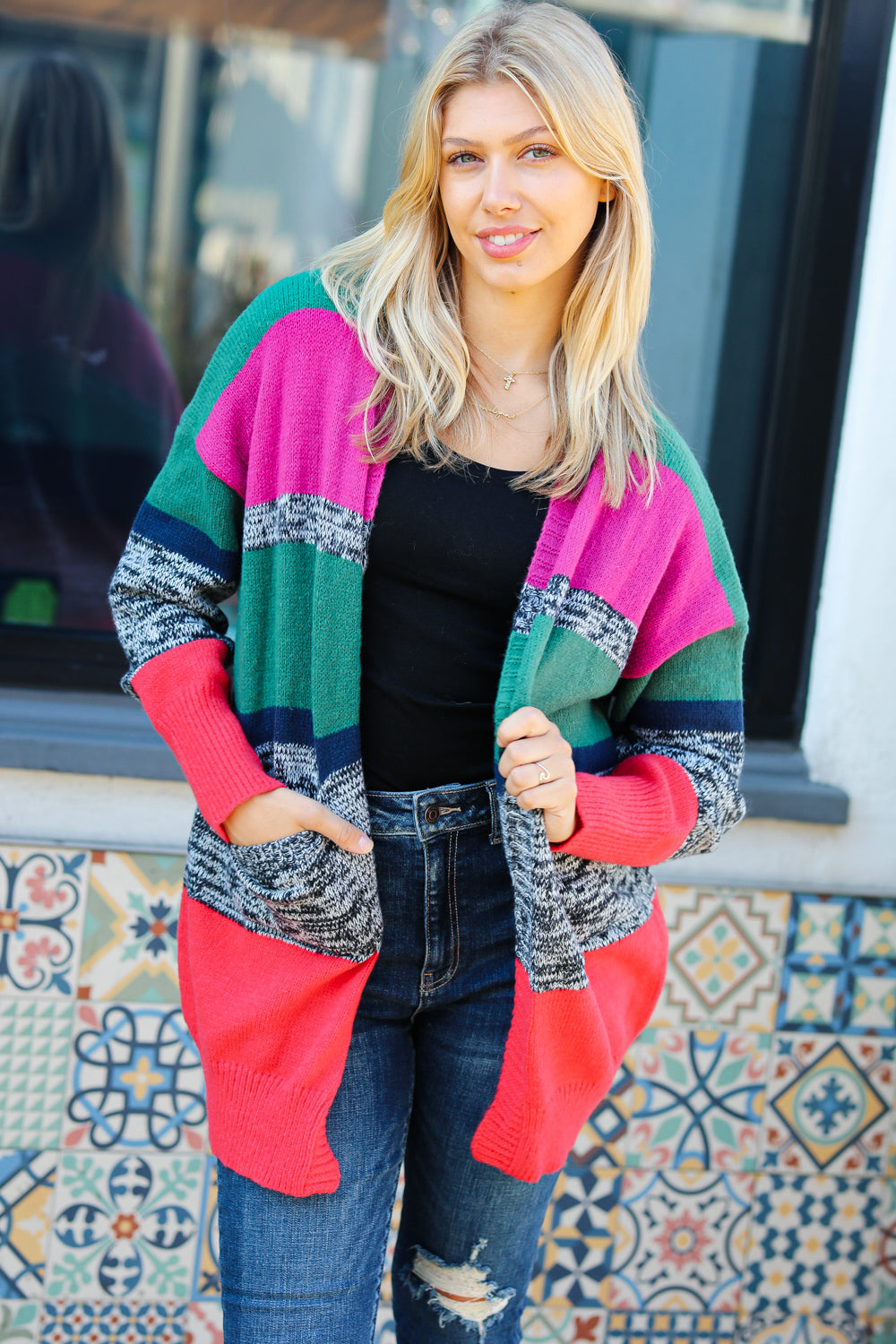 Face The Day Two Tone Cardigan
