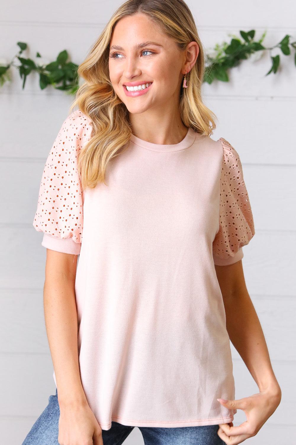 Weekday Puff Sleeve French Terry Top - Atomic Wildflower