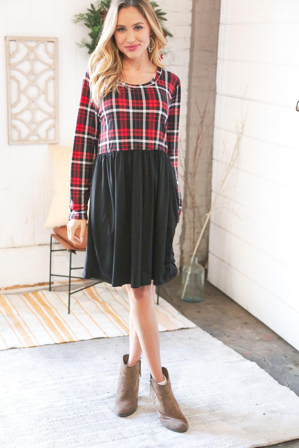 About You Plaid Hacci Babydoll Swing Dress - Atomic Wildflower