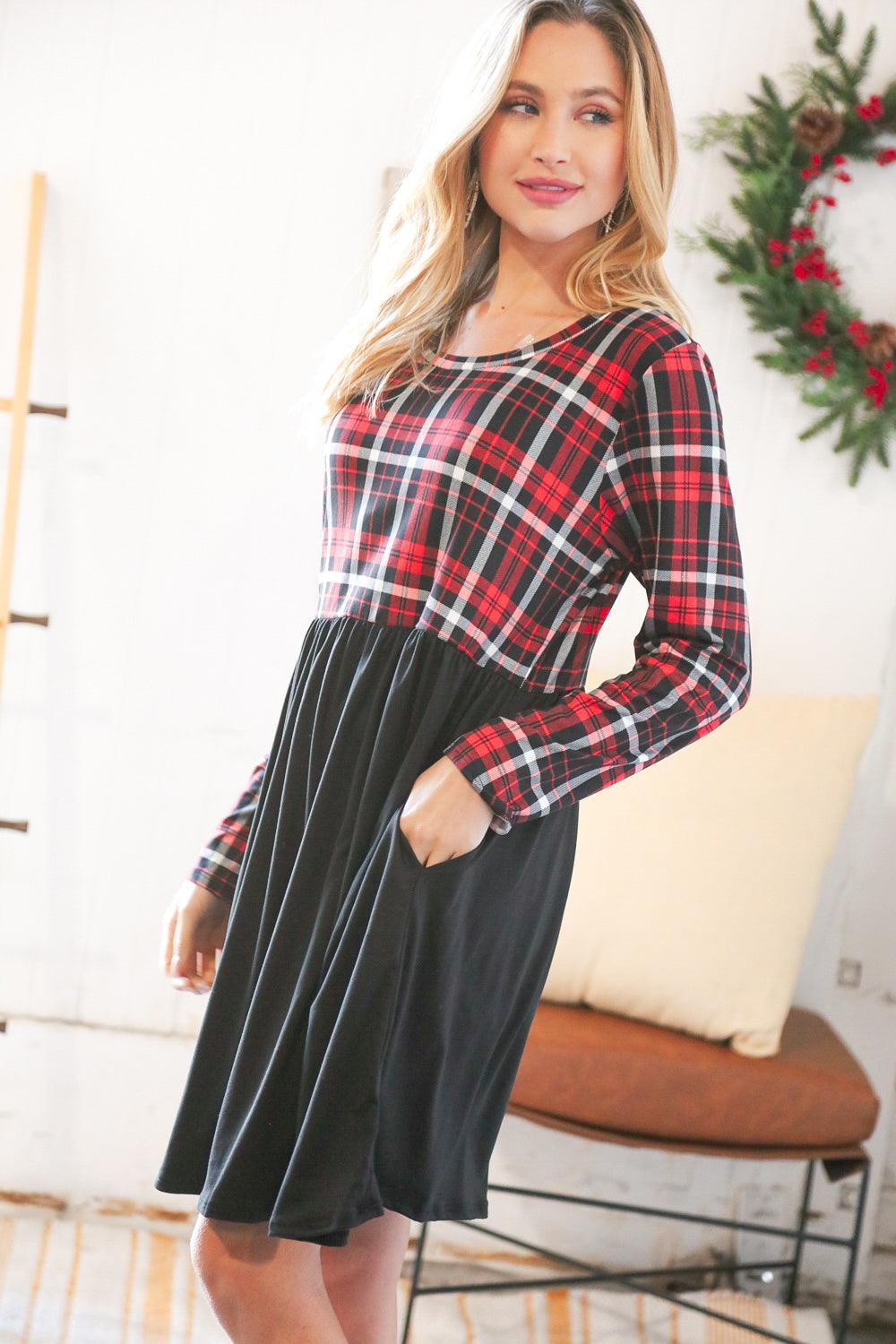 About You Plaid Hacci Babydoll Swing Dress - Atomic Wildflower