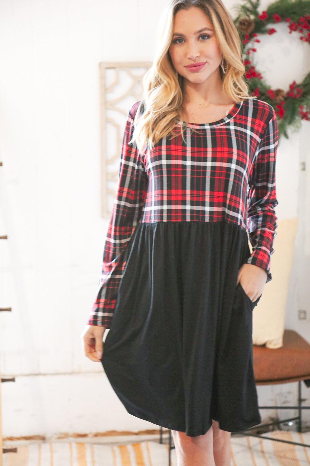 About You Plaid Hacci Babydoll Swing Dress - Atomic Wildflower