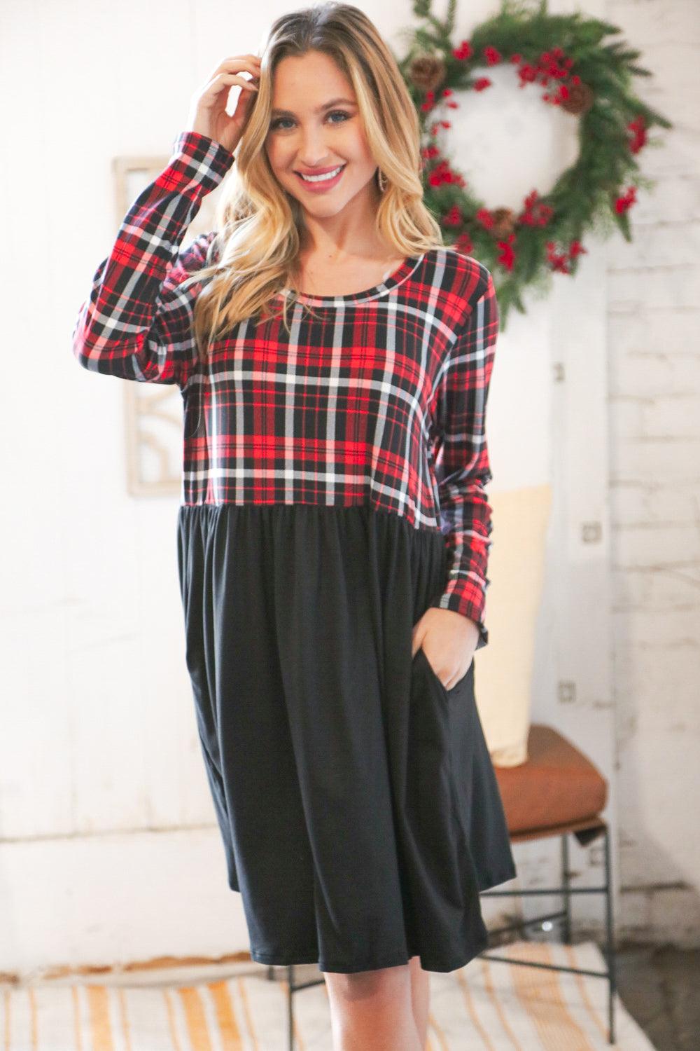About You Plaid Hacci Babydoll Swing Dress - Atomic Wildflower