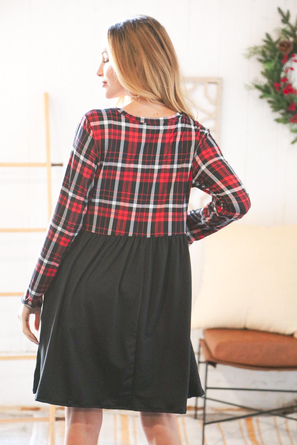 About You Plaid Hacci Babydoll Swing Dress - Atomic Wildflower