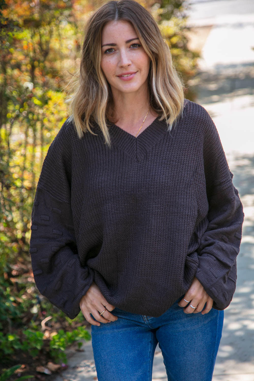 Take That Textured Bubble Sleeve Sweater