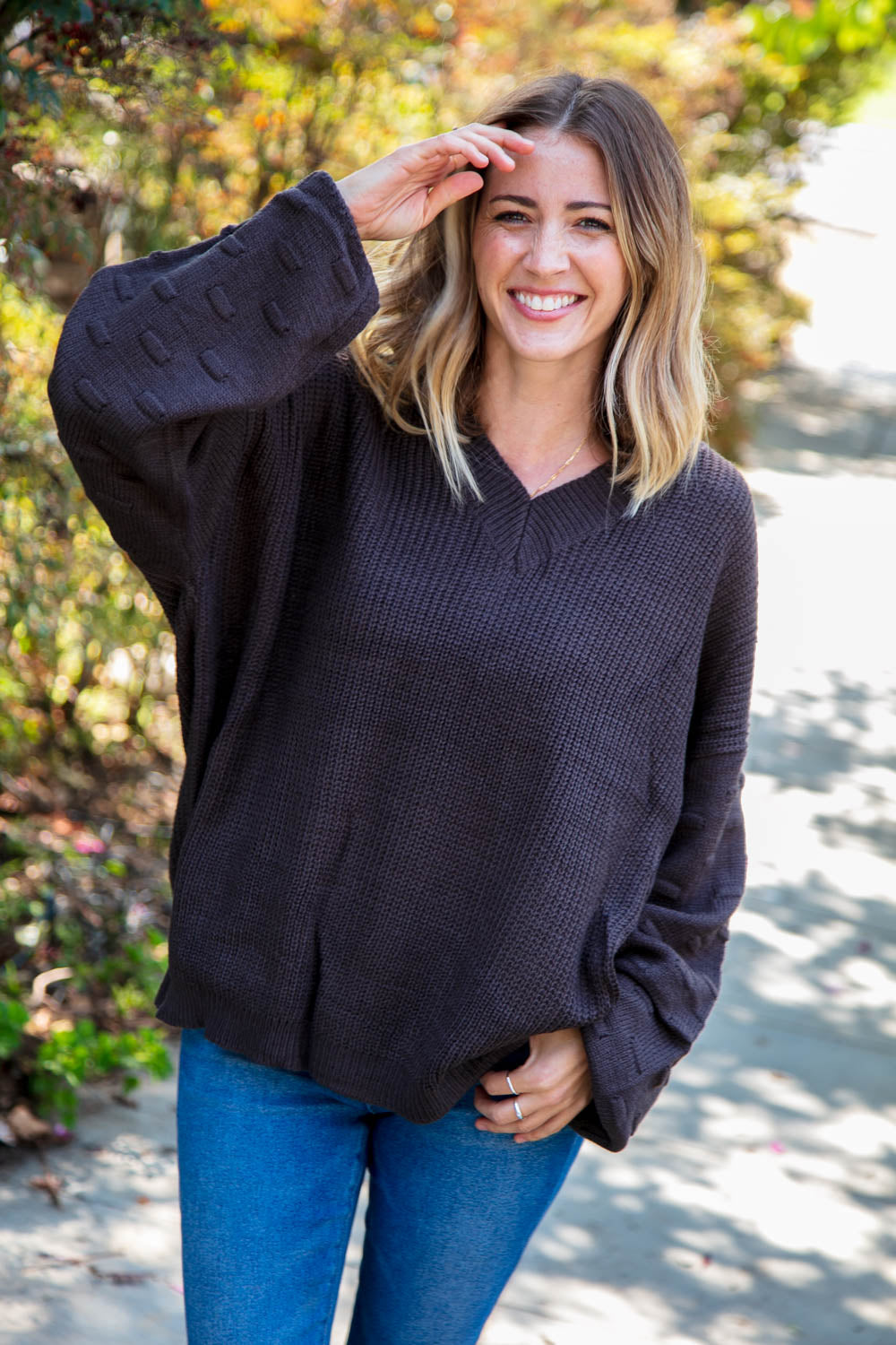 Take That Textured Bubble Sleeve Sweater