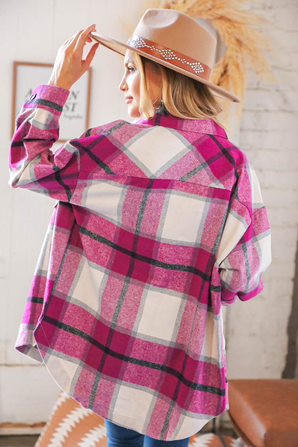 Mary Plaid Flannel Button Down Oversized Shacket