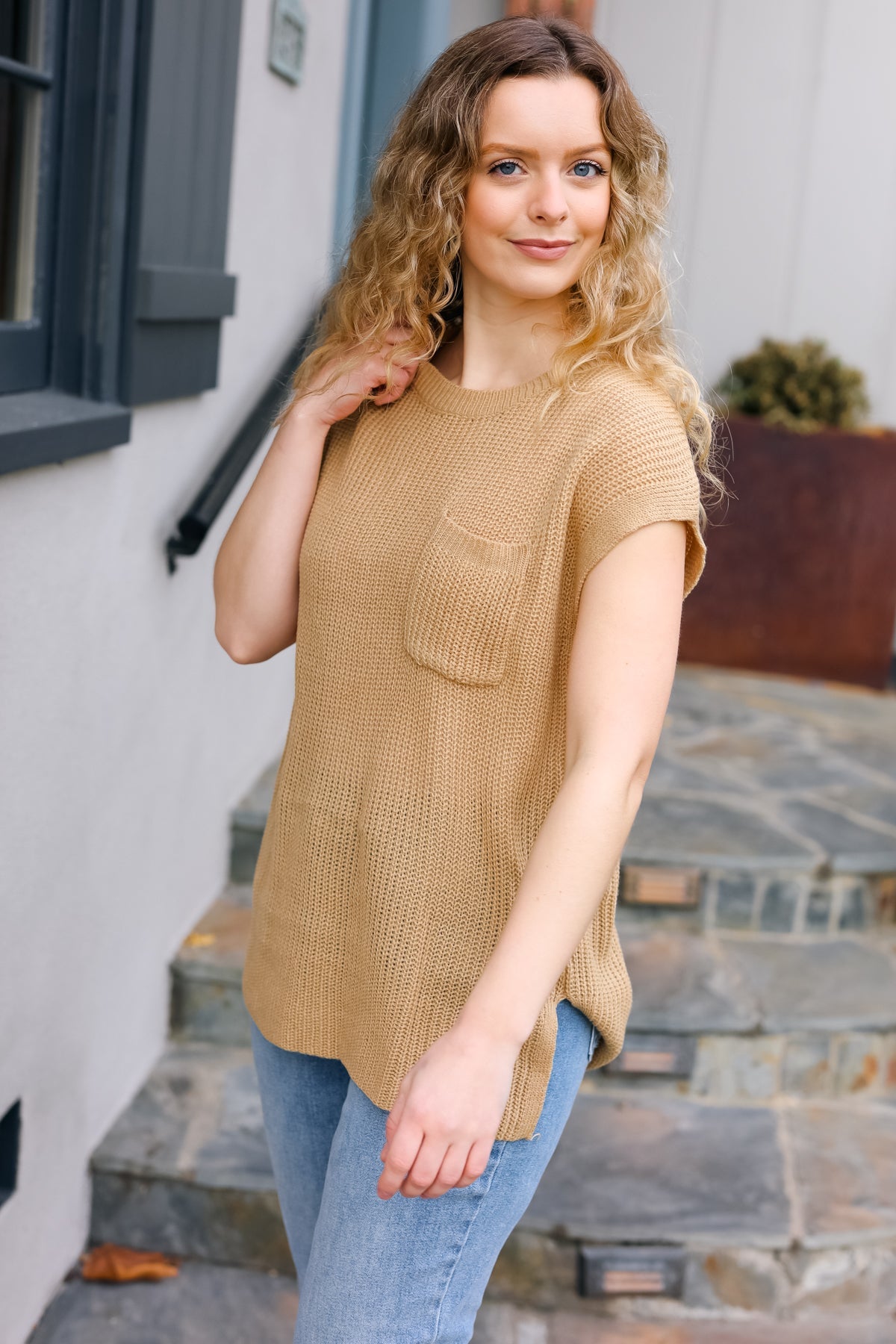 Best In Bold Dolman Ribbed Knit Sweater Top • Taupe