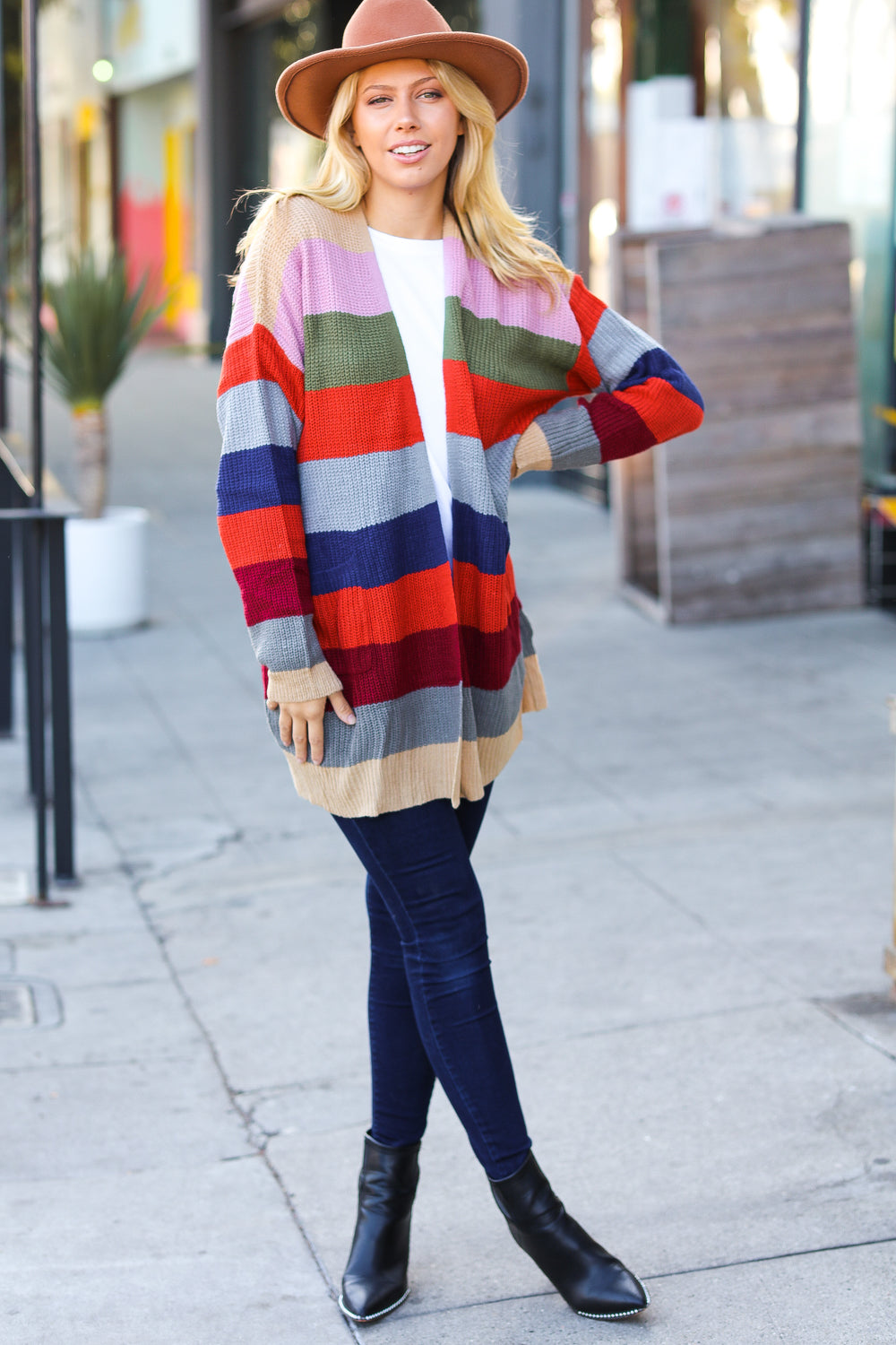 Just A Dream Striped Slouchy Cardigan