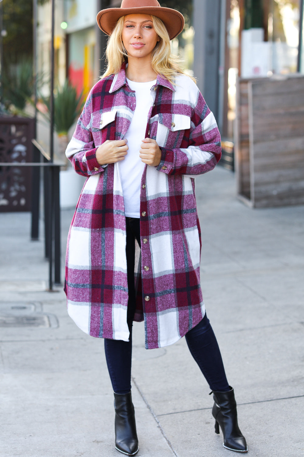 Eyes On You Plaid Longline Jacket