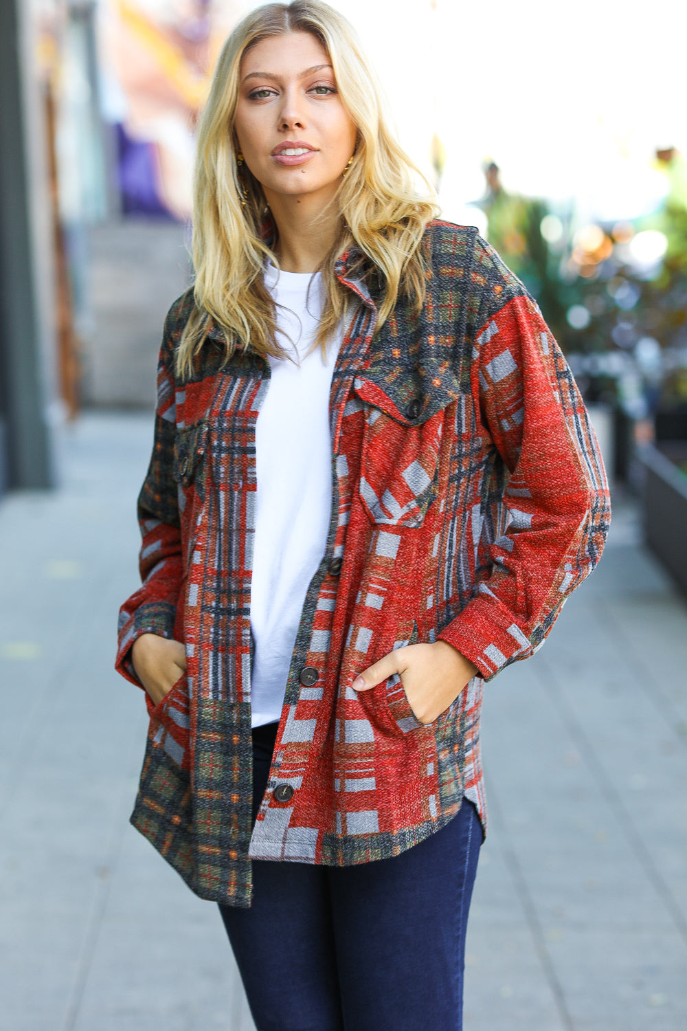 All I Have Plaid Jacquard Oversize Shacket