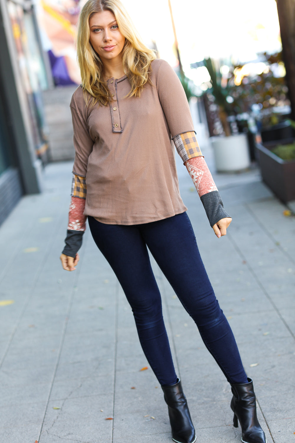 All For You Taupe Thermal Top