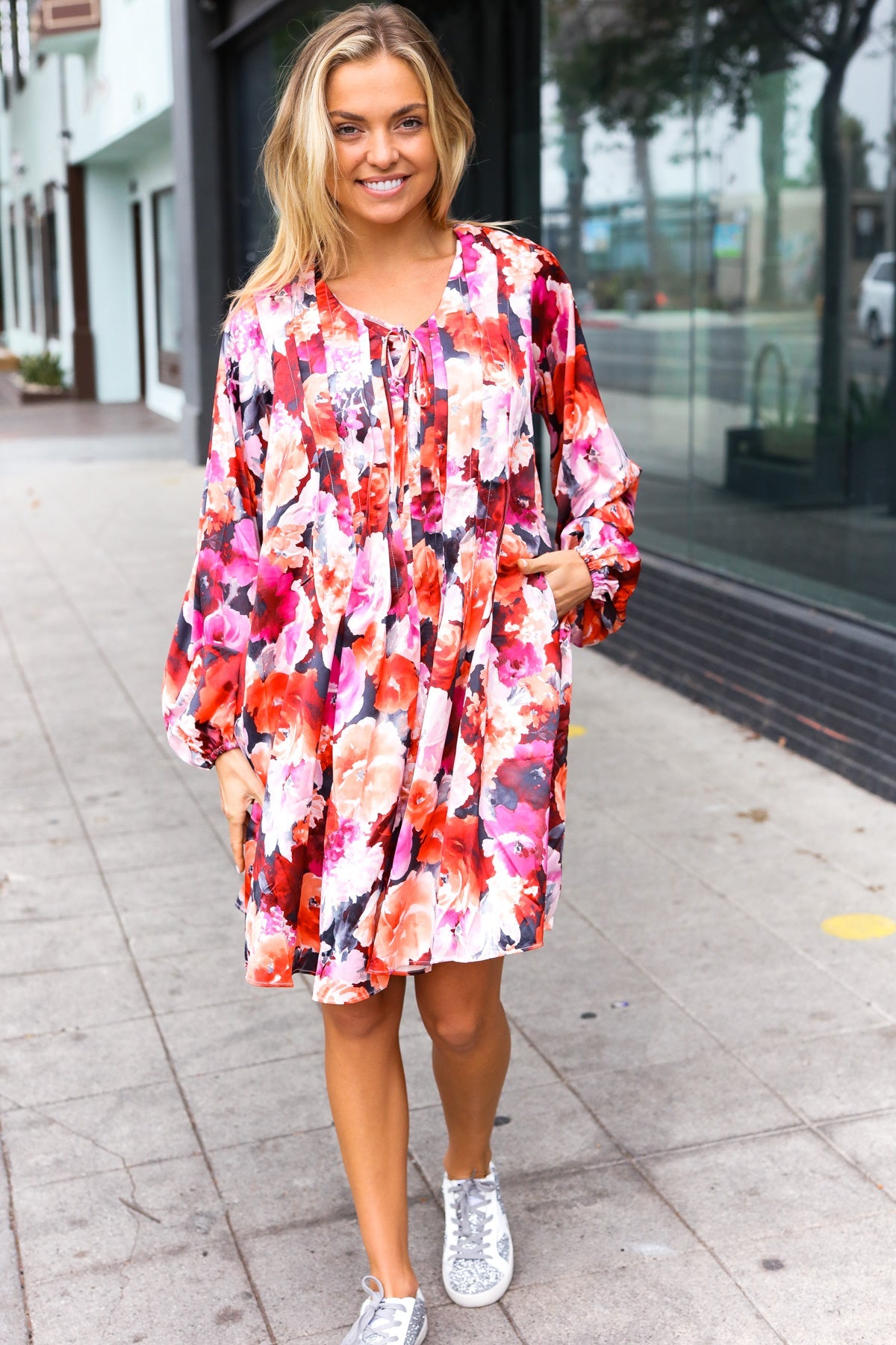 You Could Call Me Floral Satin Dress