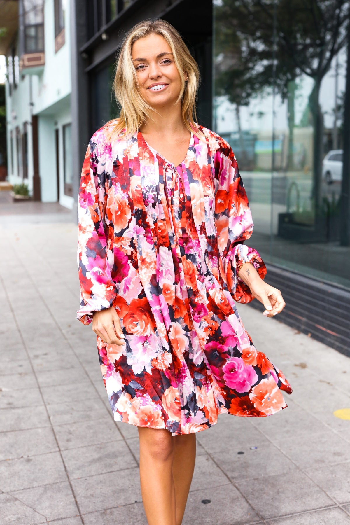 You Could Call Me Floral Satin Dress