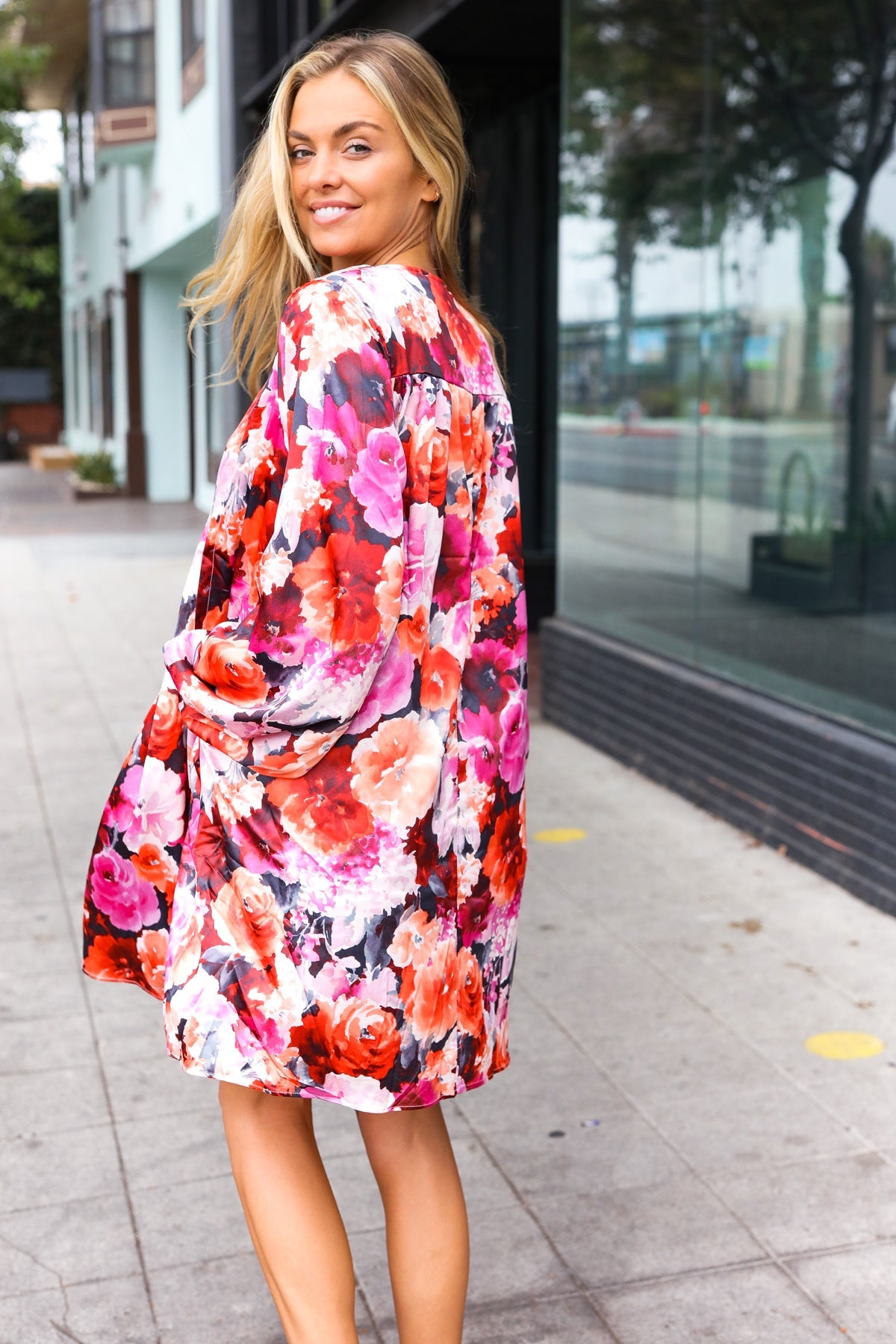 You Could Call Me Floral Satin Dress