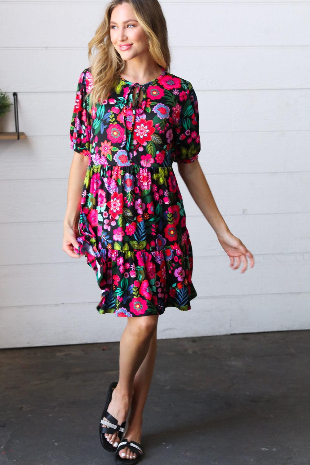 Making My Way Floral Tiered Dress