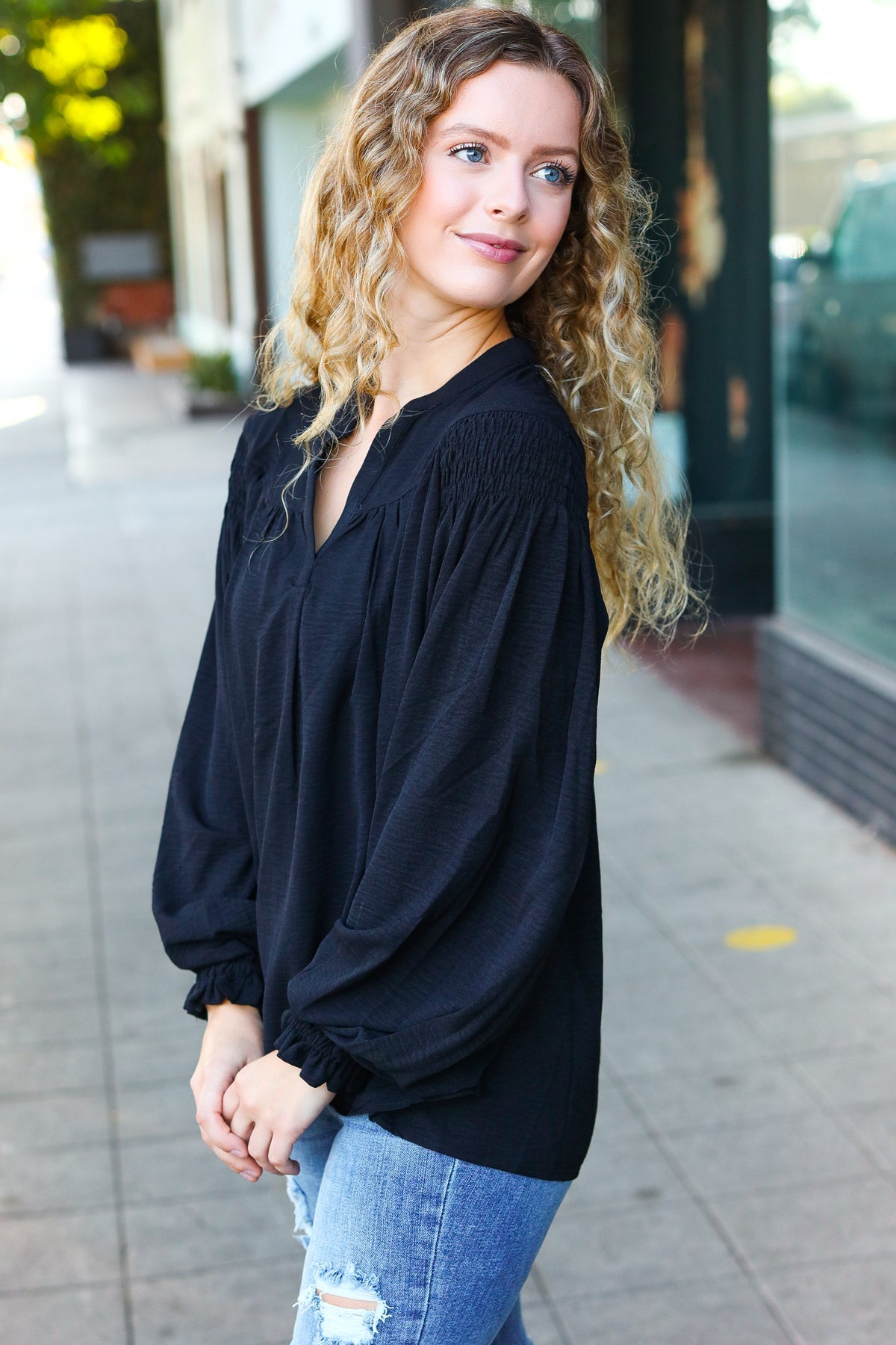 Believe It Or Not Peasant Top • Black