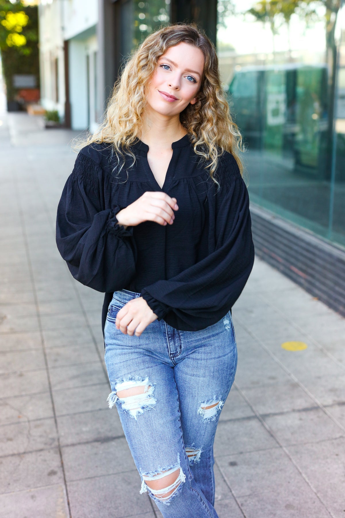 Believe It Or Not Peasant Top • Black