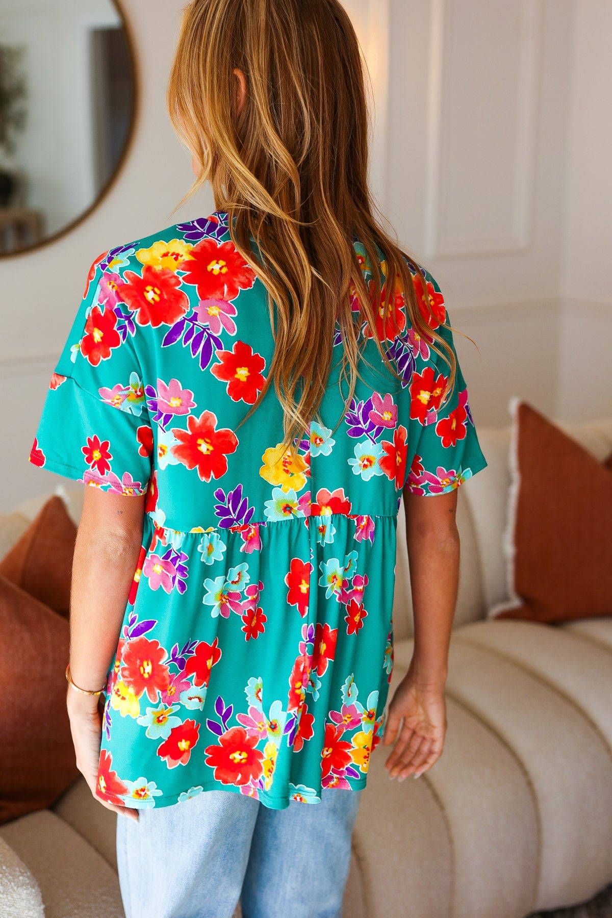 Take Me Away Retro Floral Babydoll Top