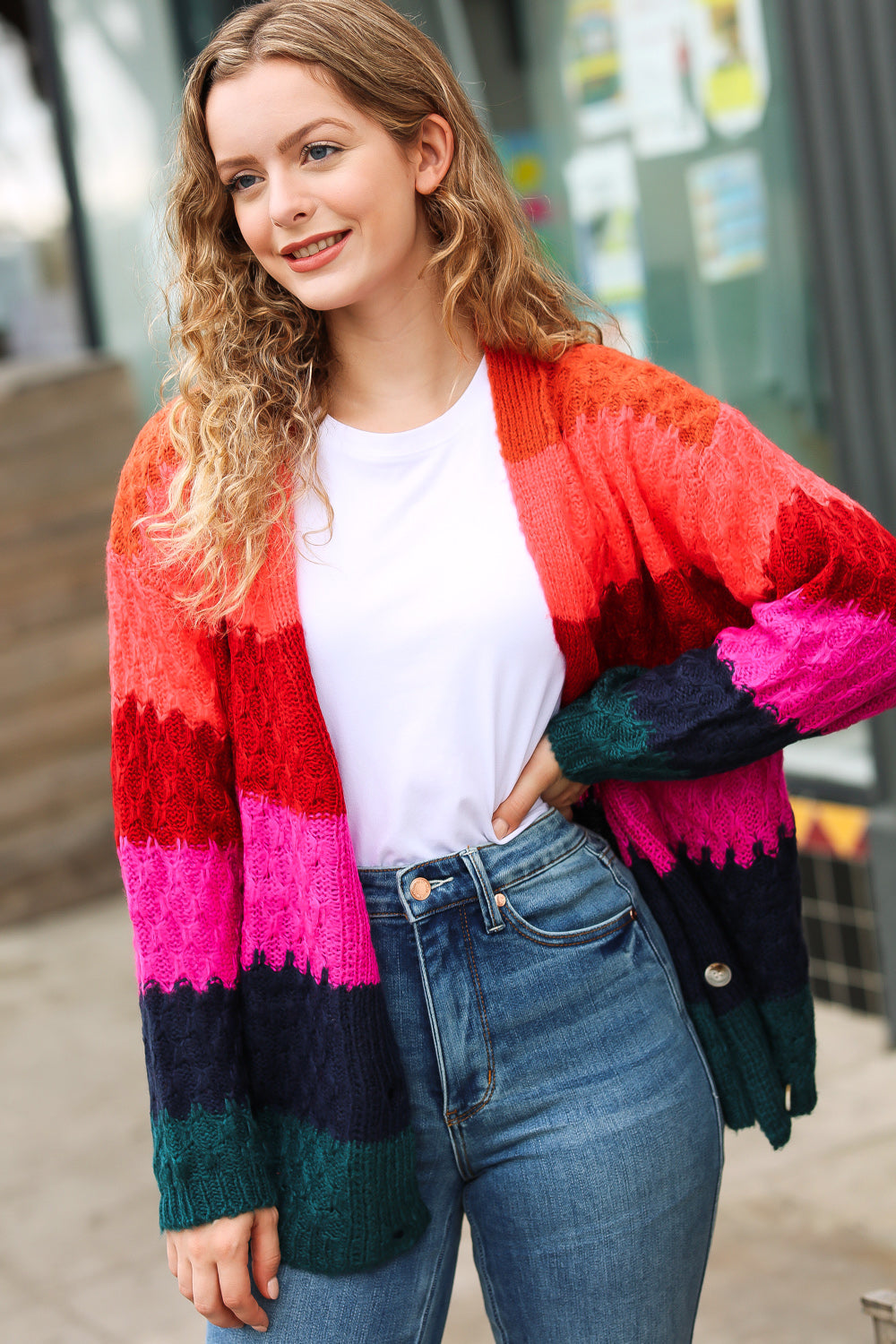 Make Your Day Honeycomb Knit Button Down Cardigan