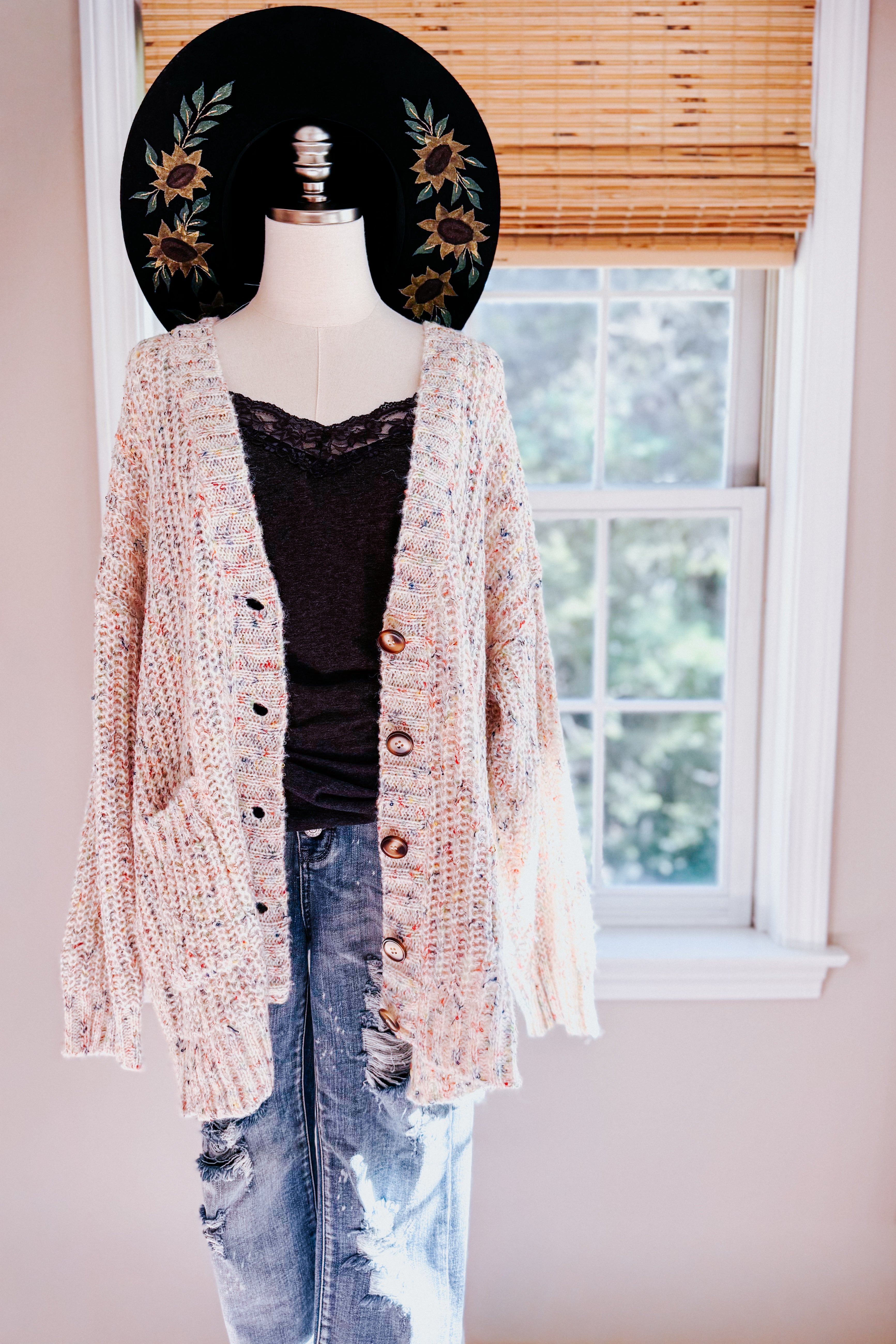 Cozy in Confetti Pocketed Button Cardigan