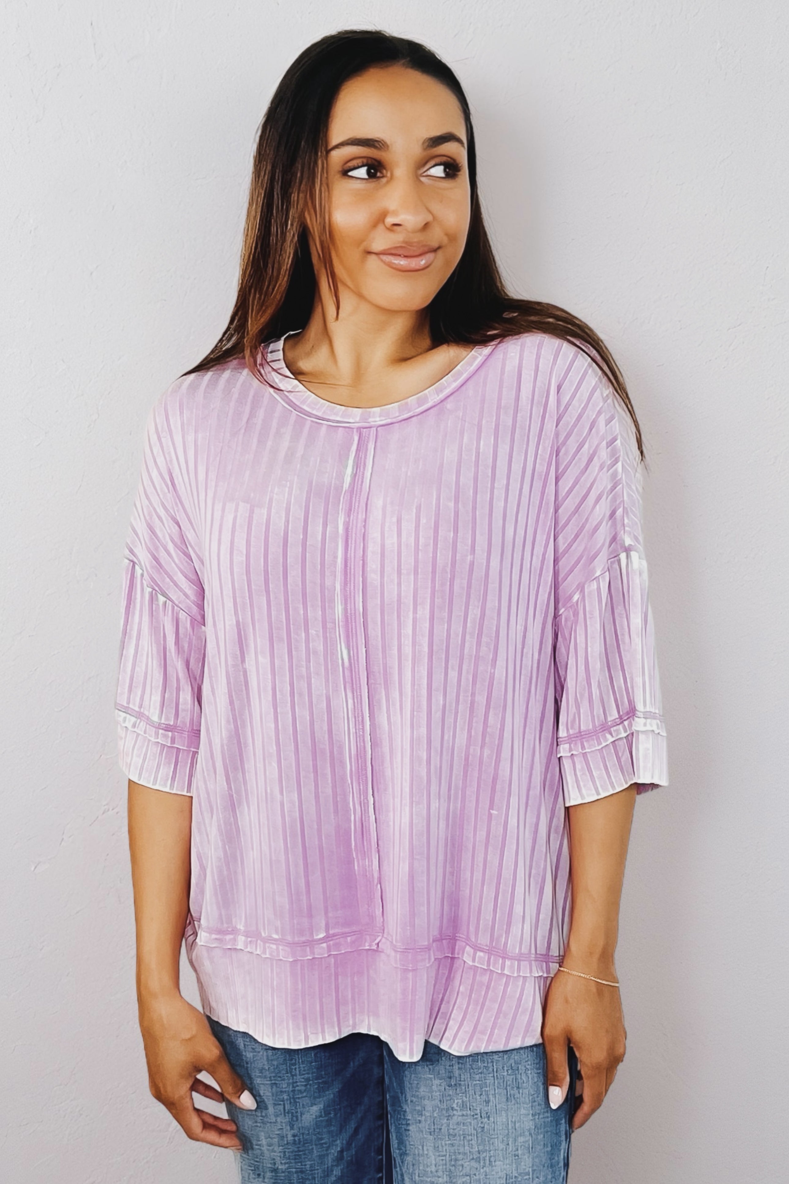 Loosely Speaking Oversized Basic Top • Mauve