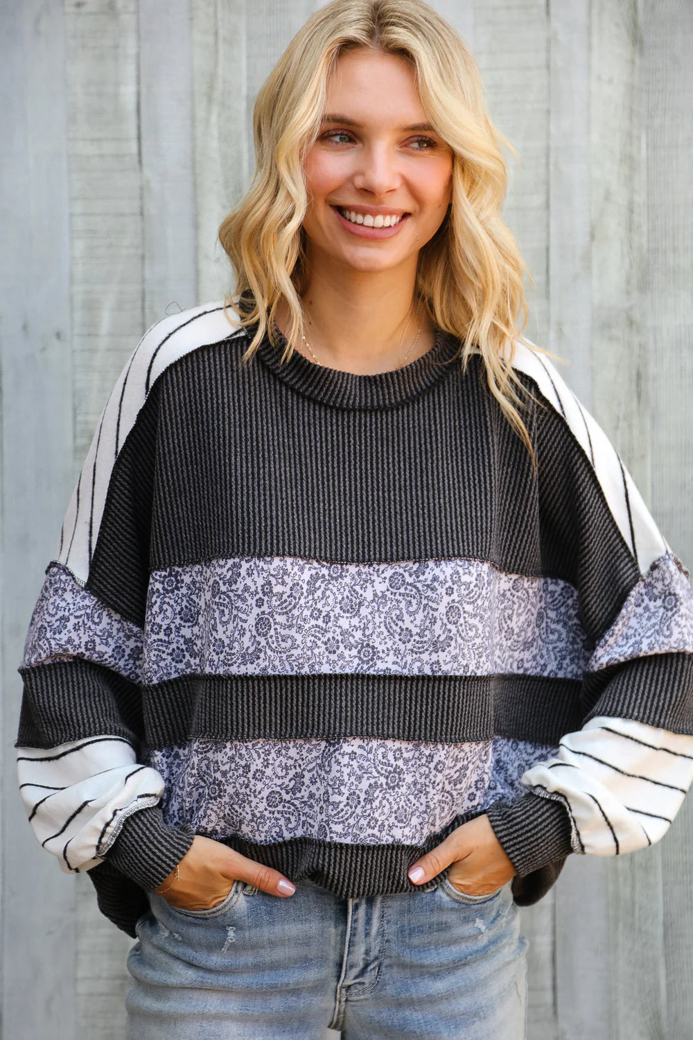 Lips Like Sugar Print Block Pullover