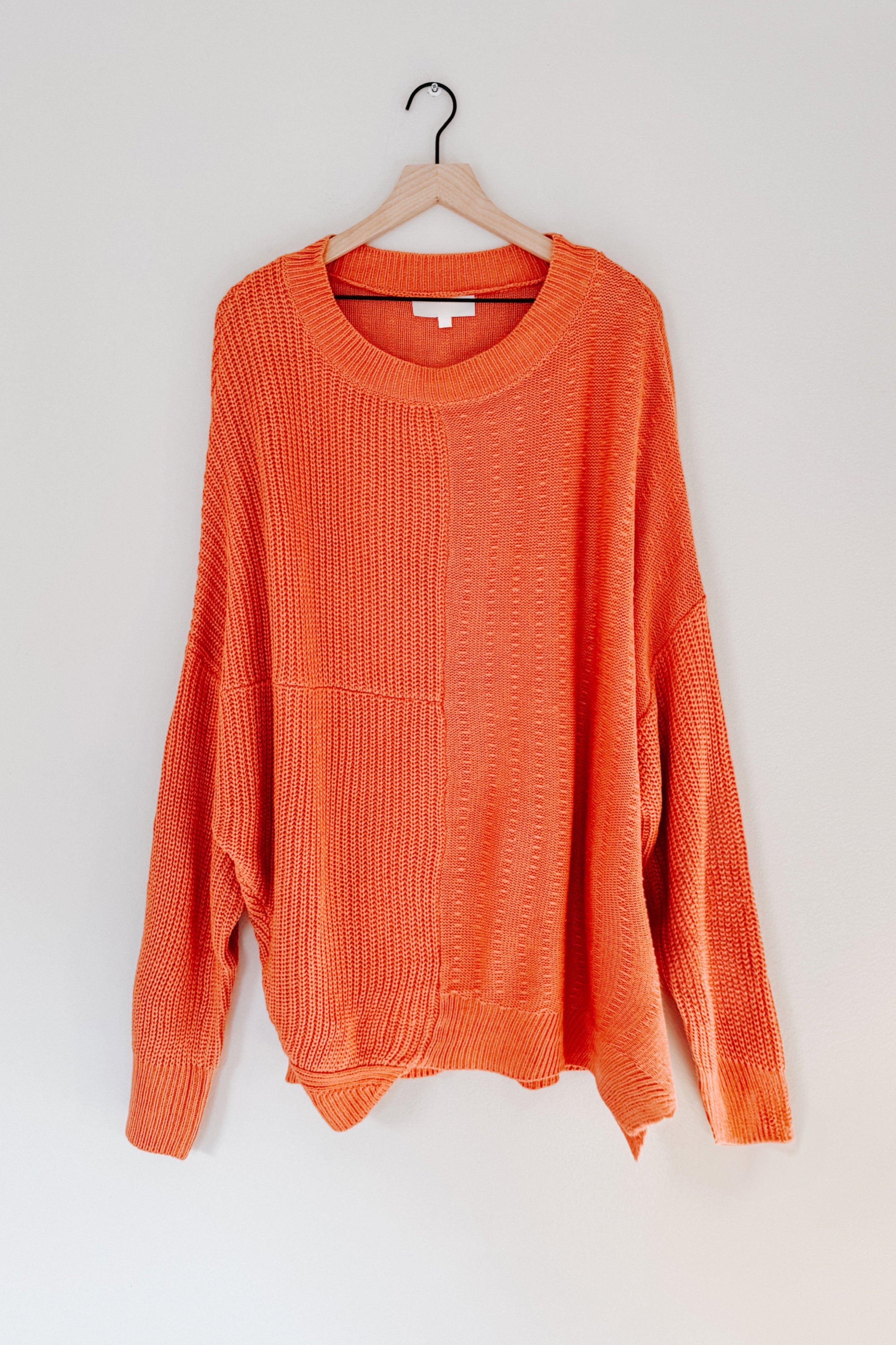 Suddenly Fine Asymmetrical Knit Sweater • Pumpkin
