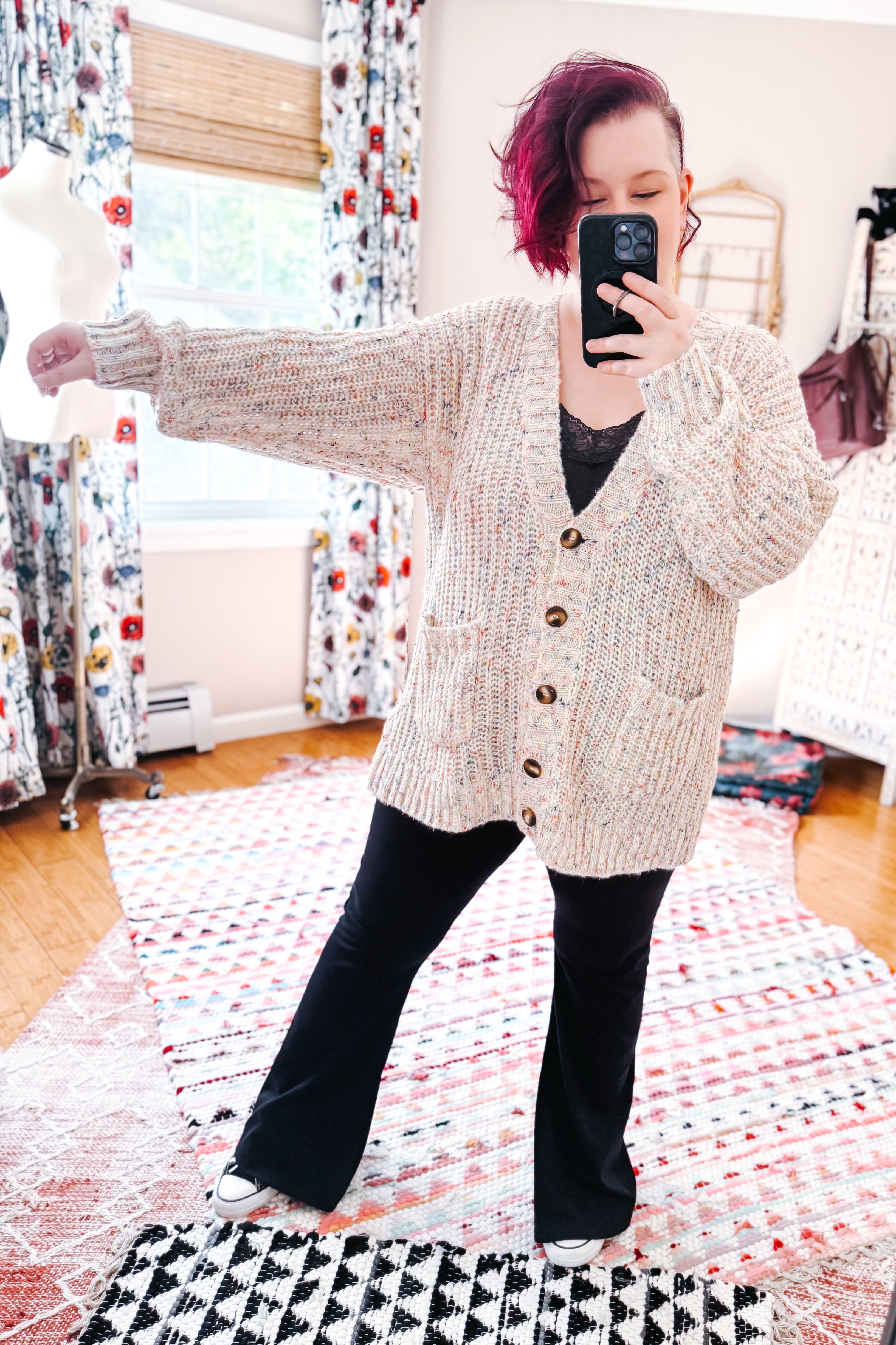 Cozy in Confetti Pocketed Button Cardigan
