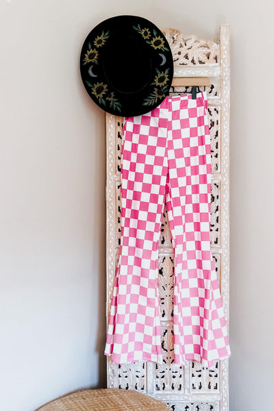 Fast As You Can Flared Pants • Pink & White