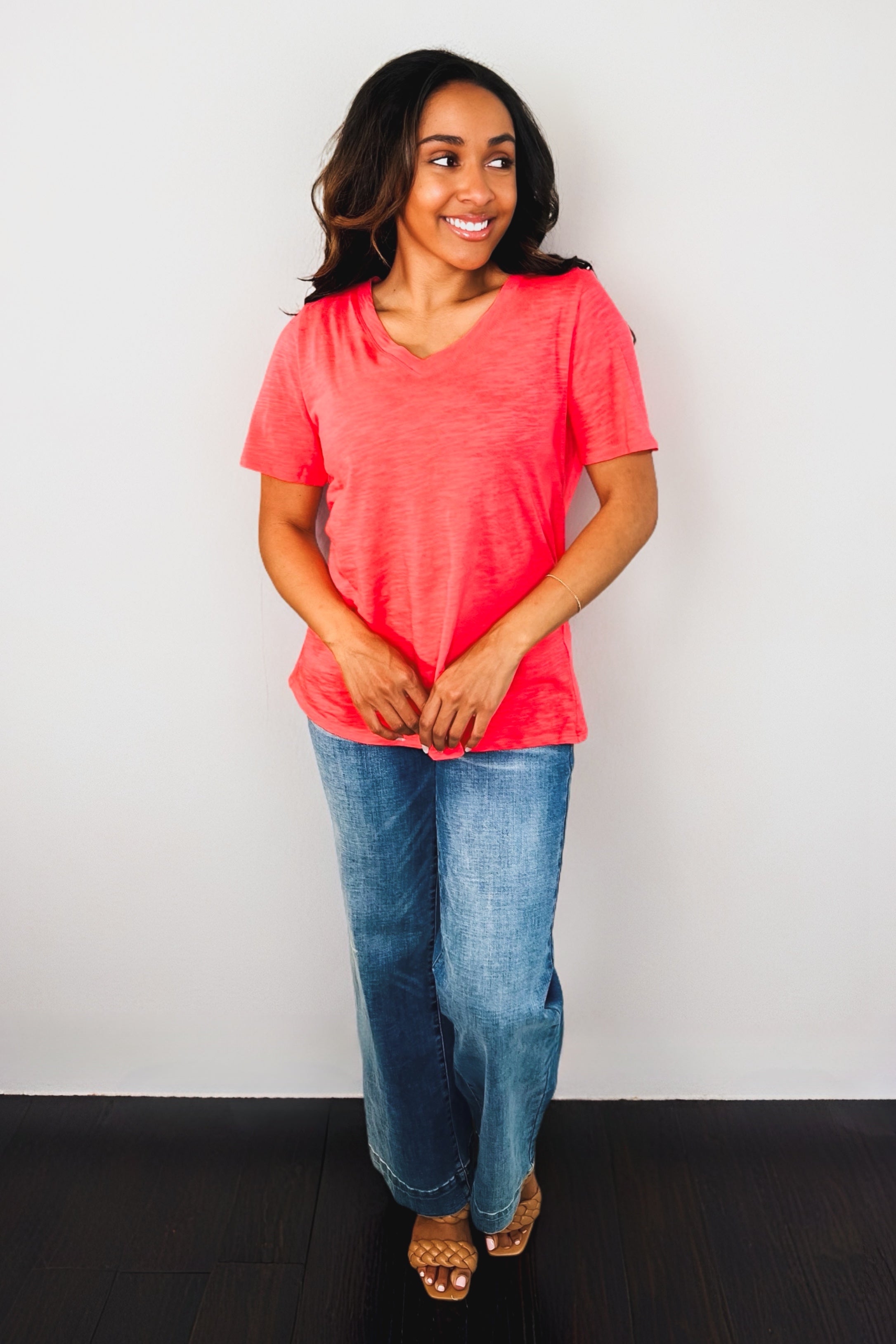 I Don't Have to Choose V-Neck Tee • Hot Coral